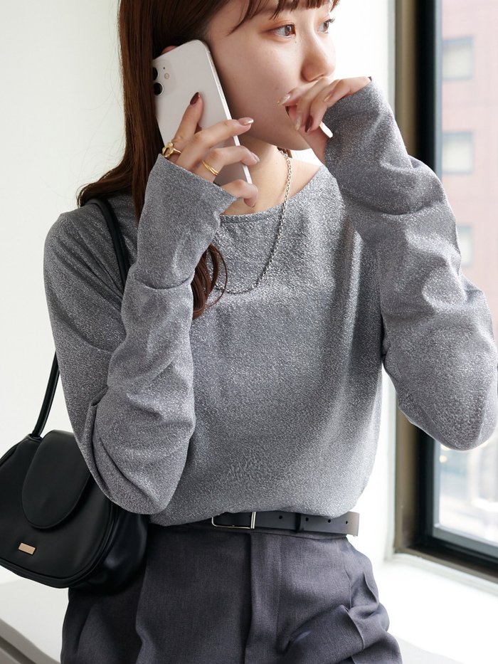 【ディスコート/Discoat】のラメロングスリーブ インテリア・キッズ・メンズ・レディースファッション・服の通販 founy(ファニー) https://founy.com/ ファッション Fashion レディースファッション Fashion for Women ロング Long, Long-Length |ID: prp329100004789889 ipo3291000000034759560