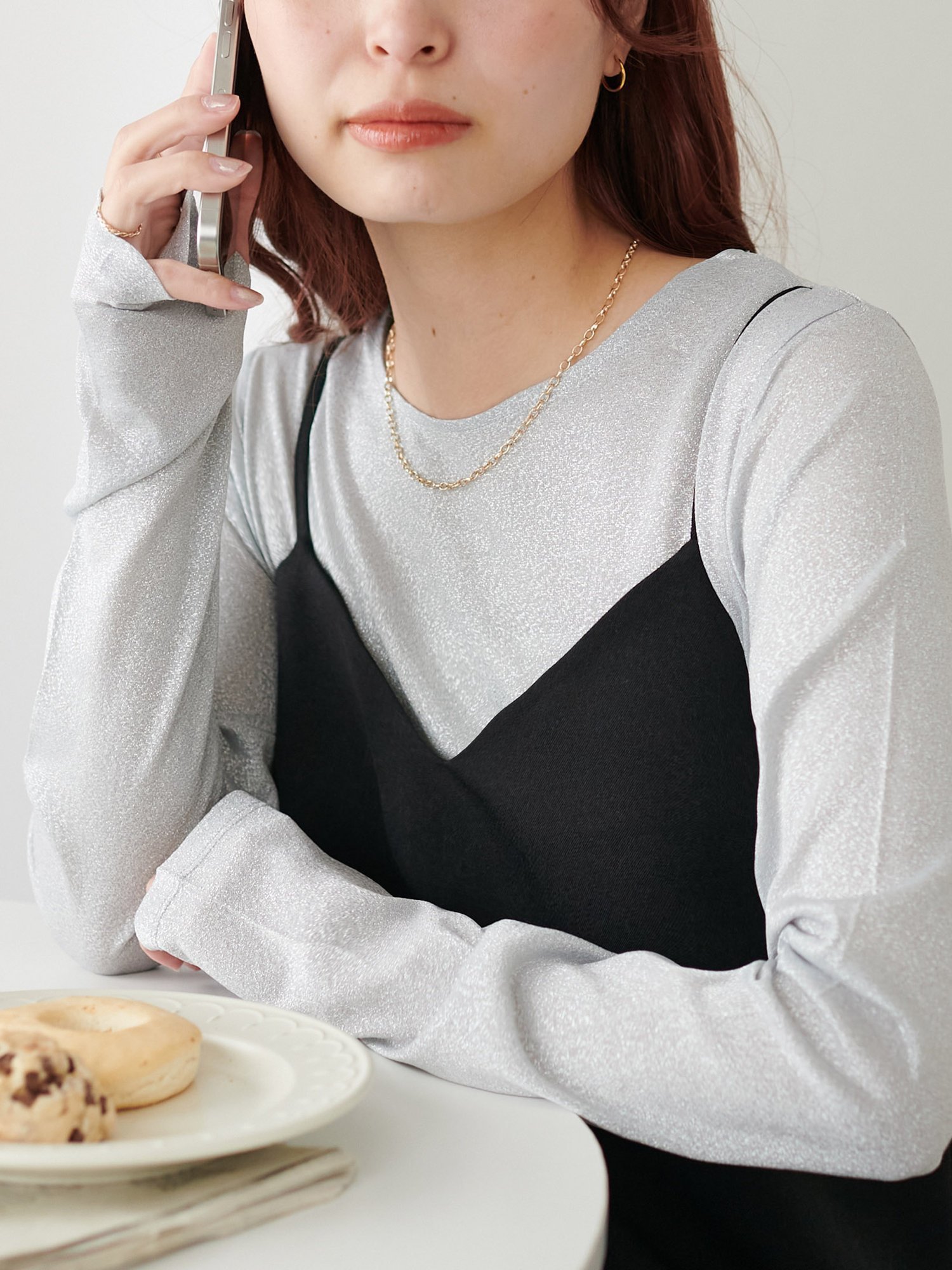 【ディスコート/Discoat】のラメロングスリーブ インテリア・キッズ・メンズ・レディースファッション・服の通販 founy(ファニー) ファッション Fashion レディースファッション Fashion for Women ロング Long, Long-Length シルバー|ID: prp329100004789889 ipo3291000000034759566