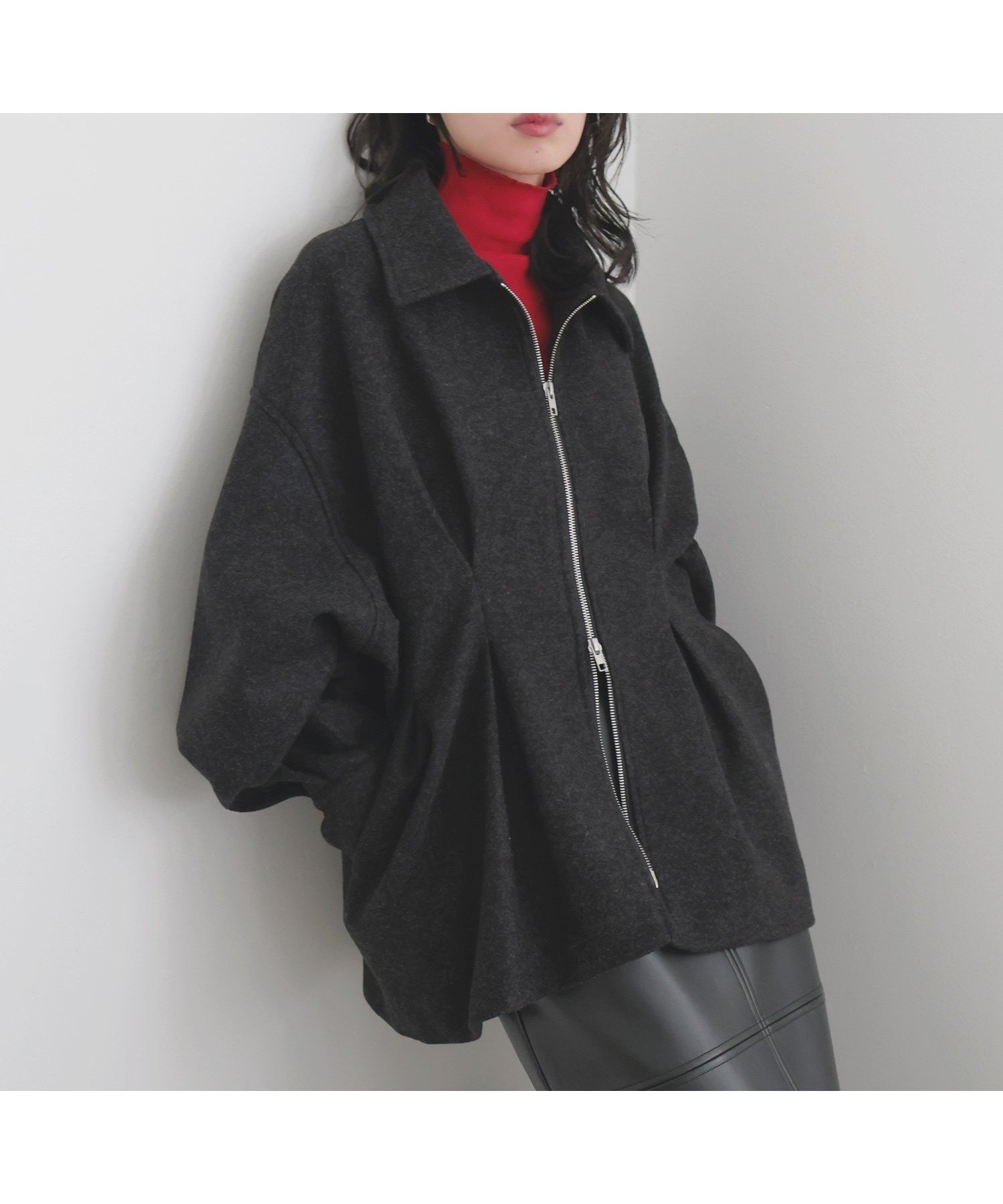 【リアン/Lian】のウエストタックダブルジップブルゾン インテリア・キッズ・メンズ・レディースファッション・服の通販 founy(ファニー) 　ファッション　Fashion　レディースファッション　Fashion for Women　アウター　Coat / Outerwear Collection　ブルゾンジャケット・スポーティアウター　Blouson Jackets　ジャケット　Jacket, Outerwear　ミドル　Middle Length, Mid Height　ブラック|ID: prp329100004789934 ipo3291000000034965003