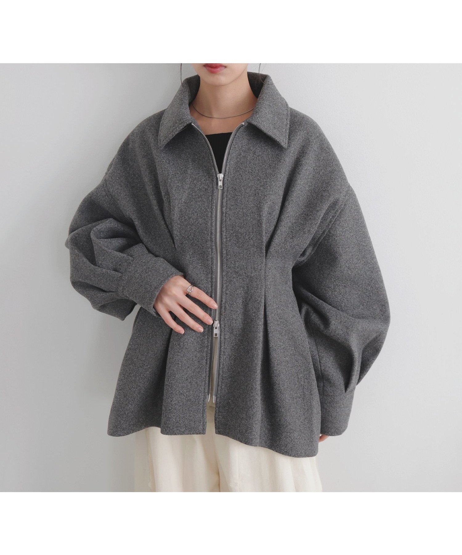 【リアン/Lian】のウエストタックダブルジップブルゾン インテリア・キッズ・メンズ・レディースファッション・服の通販 founy(ファニー) 　ファッション　Fashion　レディースファッション　Fashion for Women　アウター　Coat / Outerwear Collection　ブルゾンジャケット・スポーティアウター　Blouson Jackets　ジャケット　Jacket, Outerwear　ミドル　Middle Length, Mid Height　チャコール|ID: prp329100004789934 ipo3291000000034965004