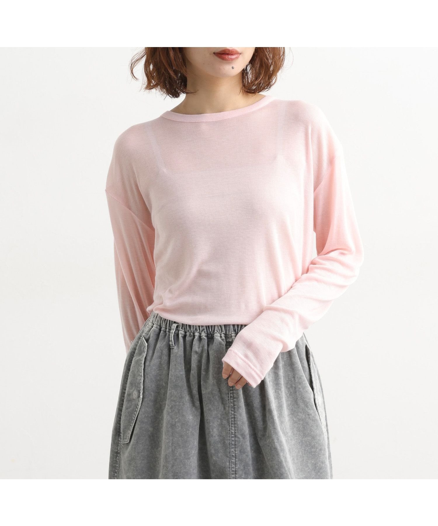 【スタディオ クリップ/studio CLIP】の【吸湿発熱・吸放湿性】ウールミックスシアークルーネックプルオーバー プラスサイズあり インテリア・キッズ・メンズ・レディースファッション・服の通販 founy(ファニー) 　ファッション　Fashion　レディースファッション　Fashion for Women　トップス・カットソー　Cut & Sew Tops　カジュアルプルオーバー・ニットトップス　Pullovers & Knit Tops / Casual Pullovers　おすすめ　Recommended / Our Picks　インナー　Innerwear　カットソー　Cut and Sewn Top　シアー　Sheer, See-Through　シンプル　Simple, Minimal　スウェット / スエット　Sweatshirt, Sweatwear　トレンド　Trend, Trending Now　A/W・秋冬　Autumn/Winter　ピンク08|ID: prp329100004789935 ipo3291000000034924656
