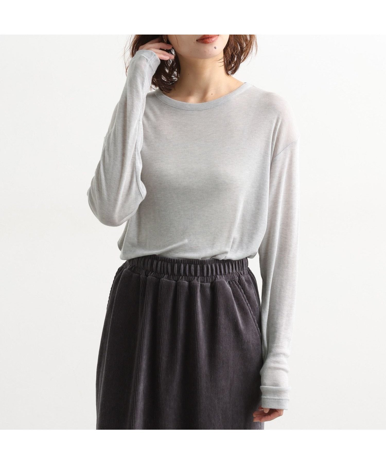 【スタディオ クリップ/studio CLIP】の【吸湿発熱・吸放湿性】ウールミックスシアークルーネックプルオーバー プラスサイズあり インテリア・キッズ・メンズ・レディースファッション・服の通販 founy(ファニー) 　ファッション　Fashion　レディースファッション　Fashion for Women　トップス・カットソー　Cut & Sew Tops　カジュアルプルオーバー・ニットトップス　Pullovers & Knit Tops / Casual Pullovers　おすすめ　Recommended / Our Picks　インナー　Innerwear　カットソー　Cut and Sewn Top　シアー　Sheer, See-Through　シンプル　Simple, Minimal　スウェット / スエット　Sweatshirt, Sweatwear　トレンド　Trend, Trending Now　A/W・秋冬　Autumn/Winter　ヘザーグレー12|ID: prp329100004789935 ipo3291000000034924658