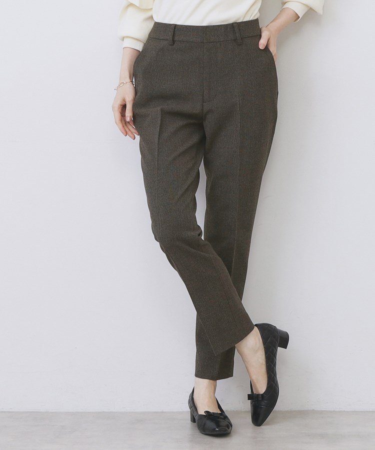 【インデックス/INDEX】のウォームストレッチテーパードパンツ【洗濯機OK/防シワ/吸湿発熱】《XS~3L》 インテリア・キッズ・メンズ・レディースファッション・服の通販 founy(ファニー) 　ファッション　Fashion　レディースファッション　Fashion for Women　パンツ　Pants & Trousers　シンプル　Simple, Minimal　ストレッチ　Stretch, Stretchy Fabric　スマート　Smart, Elegant　センター　Center, Center Line　チェック　Check, Plaid, Tartan　フィット　Fit, Slim Fit　ベーシック　Basic, Essential　ポケット　Pocket, Pocket Detail　ブラウン|ID: prp329100004789943 ipo3291000000035009356