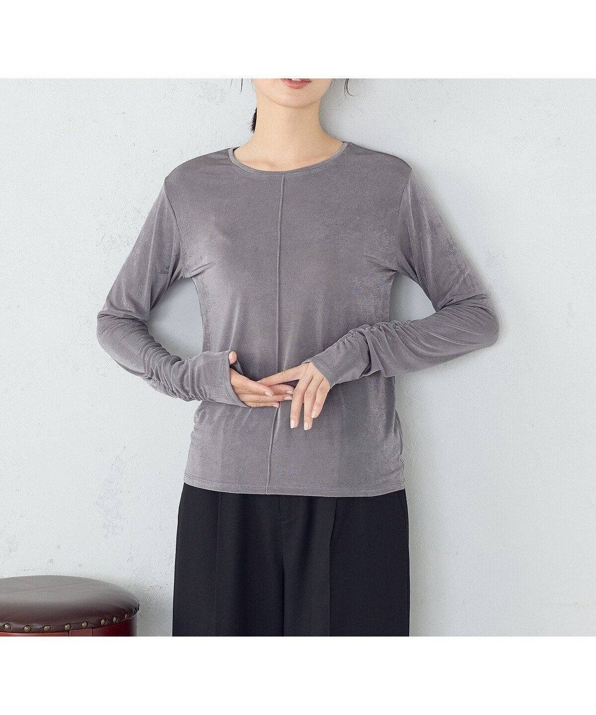 【コムサイズム/COMME CA ISM】のシャイニー クルーネックトップス 人気、トレンドファッション・服の通販 founy(ファニー) 　ファッション　Fashion　レディースファッション　Fashion for Women　トップス・カットソー　Cut & Sew Tops　インナー　Innerwear　ギャザー　Gathered, Ruffled　コンパクト　Compact, Small Size　シャイニー　Shiny, Glossy Finish　シャーリング　Shirring, Ruched　シンプル　Simple, Minimal　ジャケット　Jacket, Outerwear　フロント　Front, Front Design　 other-1|ID: prp329100004789957 ipo3291000000035044038