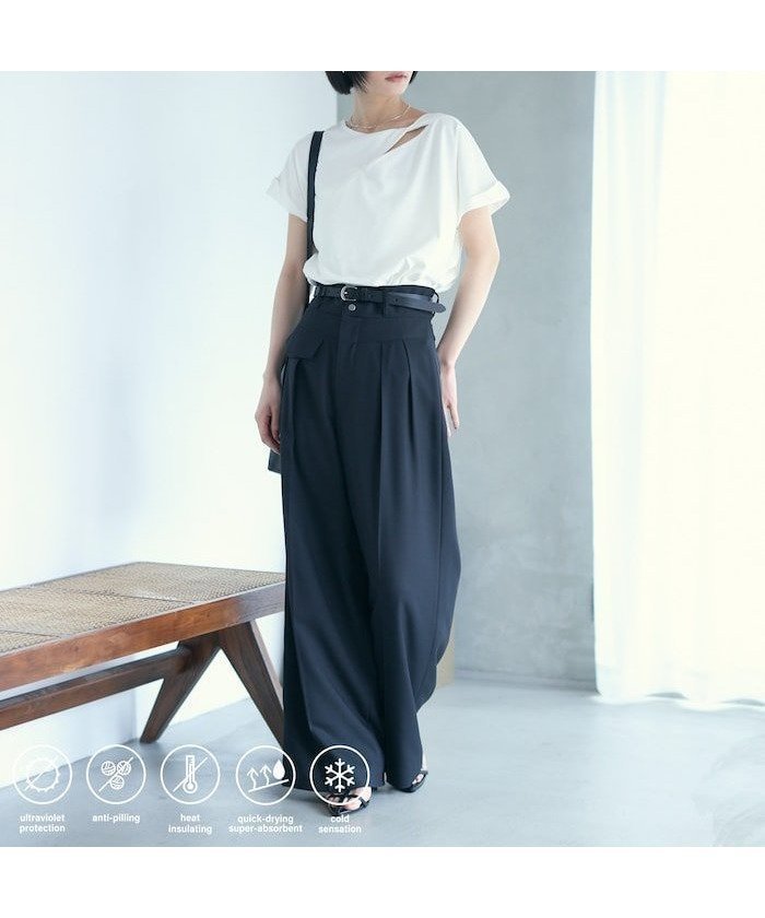 【フリークスストア/FREAK'S STORE】の機能性素材 AIRDRY スリットツイストネックカットソー / エアドライ アシンメトリーTシャツ / 吸水速乾 / 接触冷感 / UVカット 25SS インテリア・キッズ・メンズ・レディースファッション・服の通販 founy(ファニー) https://founy.com/ ファッション Fashion レディースファッション Fashion for Women トップス・カットソー Cut & Sew Tops シャツ・ブラウス・オフィスカジュアル Elegant Blouses & Button-Ups ロングTシャツ・Tシャツ Longline T-Shirts & Tees カットソー・ベーシックTシャツ Cut-and-Sewn Tops / Stretch Tees & Basics アシンメトリー Asymmetrical Style 吸水 Absorbent, Quick-Dry スラックス Slacks, Dress Pants ボトム Bottoms, Lower Wear 半袖 Short Sleeve, Half Sleeve ラウンド Round, Round Neck リラックス Relax, Relaxed Fit S/S・春夏 SS, Spring/Summer, Warm Season おすすめ Recommended / Our Picks 夏 Summer 2025年 2025 2025春夏・S/S Spring/Summer 2025 SS25 |ID: prp329100004789977 ipo3291000000034759983