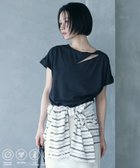 【フリークスストア/FREAK'S STORE】の機能性素材 AIRDRY スリットツイストネックカットソー / エアドライ アシンメトリーTシャツ / 吸水速乾 / 接触冷感 / UVカット 25SS ブラック|ID: prp329100004789977 ipo3291000000034850095