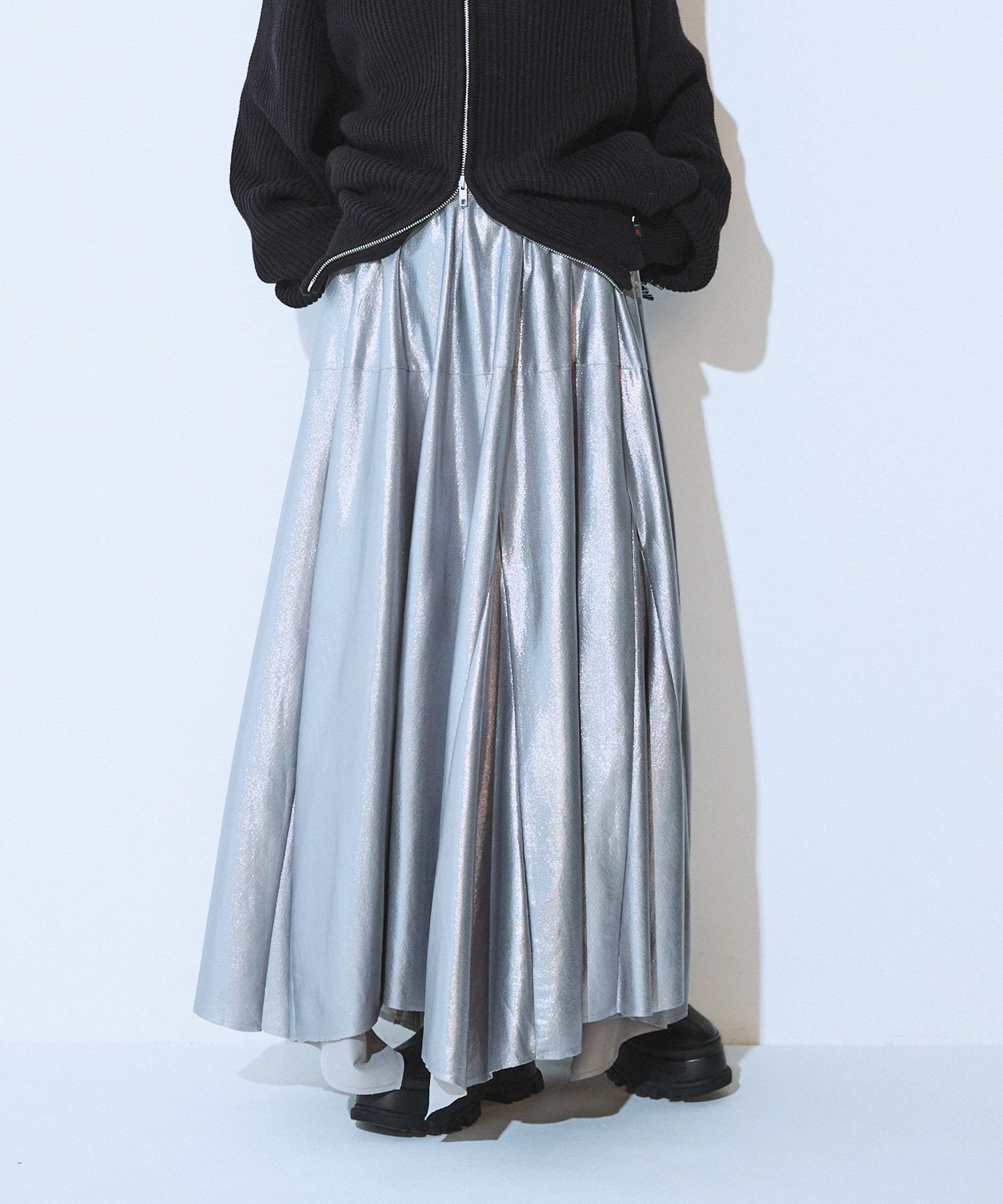【ジーナシス/JEANASiS】の選べる着丈/グリッターイレヘムスカート インテリア・キッズ・メンズ・レディースファッション・服の通販 founy(ファニー) 　ファッション　Fashion　レディースファッション　Fashion for Women　スカート　Skirts　おすすめ　Recommended / Our Picks　ジャケット　Jacket, Outerwear　スウェット / スエット　Sweatshirt, Sweatwear　フレア　Flare, Flared　プリント　Print, Printed Pattern　無地　Plain, Solid Color　シルバー|ID: prp329100004789984 ipo3291000000034760013