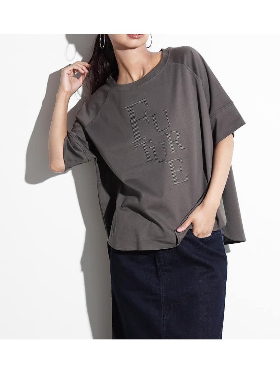 【ヴァン/Vin】のチェックロゴカットソー インテリア・キッズ・メンズ・レディースファッション・服の通販 founy(ファニー) 　ファッション　Fashion　レディースファッション　Fashion for Women　トップス・カットソー　Cut & Sew Tops　カットソー・ベーシックTシャツ　Cut-and-Sewn Tops / Stretch Tees & Basics　カットソー　Cut and Sewn Top　コンパクト　Compact, Small Size　チェック　Check, Plaid, Tartan　今季　This Season, Current Season　チャコールグレー|ID: prp329100004790051 ipo3291000000034760275