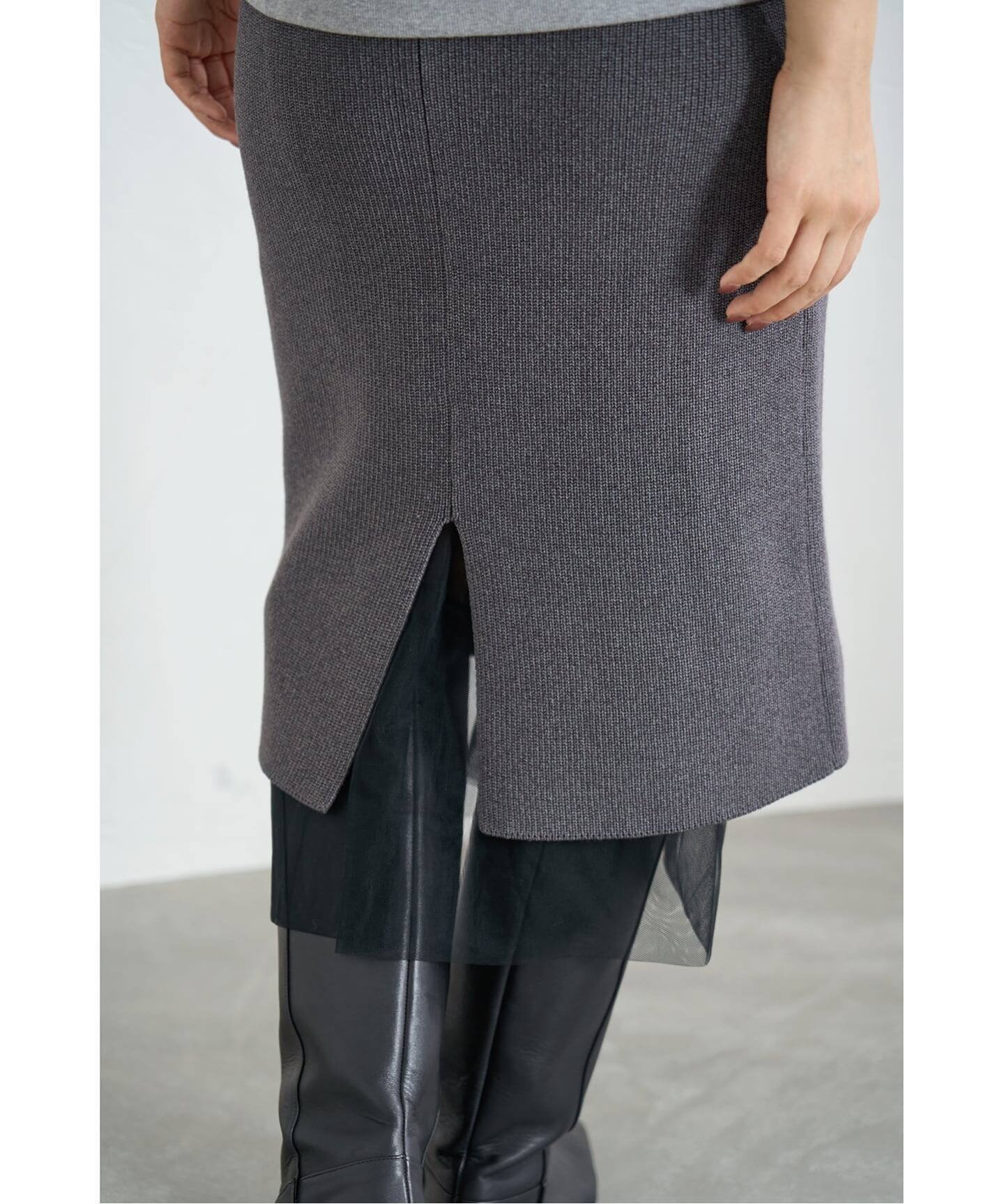 【イエナ/IENA】のチュールハーフリブスカート インテリア・キッズ・メンズ・レディースファッション・服の通販 founy(ファニー) 　ファッション　Fashion　レディースファッション　Fashion for Women　スカート　Skirts　ショート　Short, Short Length　シンプル　Simple, Minimal　スマート　Smart, Elegant　チュール　Tulip, Tulip Motif　バランス　Balance, Style Balance　フィット　Fit, Slim Fit　フェミニン　Feminine, Girly　フラット　Flat, Flat Shoes　2025年　2025　2025-2026秋冬・A/W　Autumn/Winter 2025–26 AW25–26　グレー|ID: prp329100004790094 ipo3291000000035168109