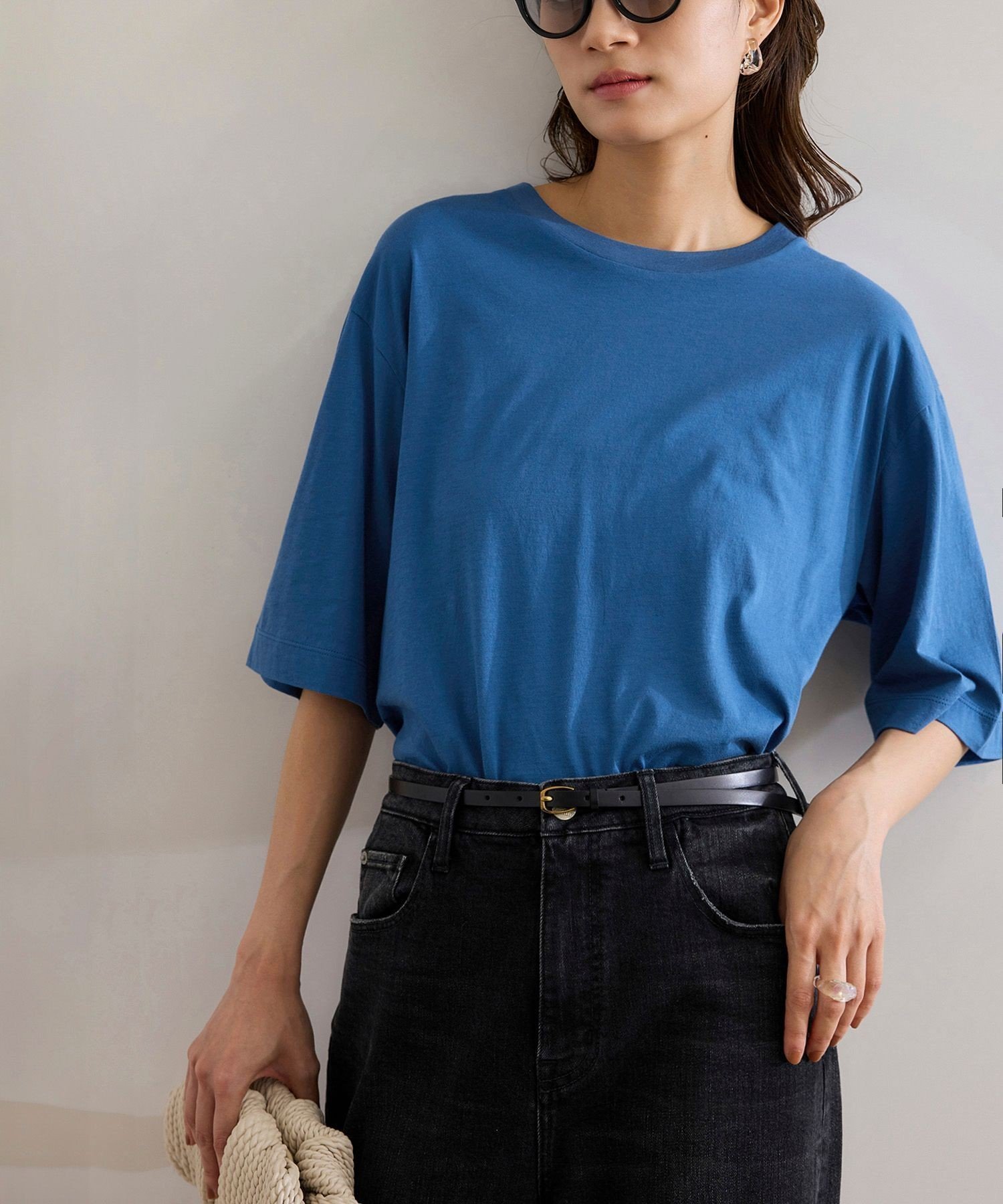 【ロペ/ROPE'】の【洗える】グレイス天竺 5分袖Tシャツ インテリア・キッズ・メンズ・レディースファッション・服の通販 founy(ファニー) 　ファッション　Fashion　レディースファッション　Fashion for Women　トップス・カットソー　Cut & Sew Tops　シャツ・ブラウス・オフィスカジュアル　Elegant Blouses & Button-Ups　ロングTシャツ・Tシャツ　Longline T-Shirts & Tees　アクセサリー　Fashion Accessories　インド　Indian Textile　インナー　Innerwear　洗える　Machine Washable　カーディガン　Cardigan, Knitwear　シンプル　Simple, Minimal　ジャケット　Jacket, Outerwear　スカーフ　Scarf, Neckwear　ボトム　Bottoms, Lower Wear　ポケット　Pocket, Pocket Detail　おすすめ　Recommended / Our Picks　夏　Summer　エレガント 上品　Elegant　ビジネス 仕事 通勤　Business / Work / Commuting　ブルー(44)|ID: prp329100004790117 ipo3291000000034760513