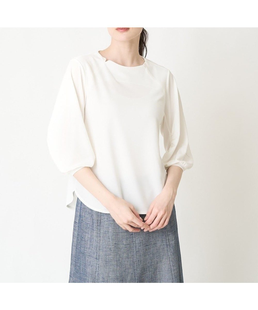 【クリスチャン オジャール/CHRISTIAN AUJARD】のデザインカットソー インテリア・キッズ・メンズ・レディースファッション・服の通販 founy(ファニー) 　ファッション　Fashion　レディースファッション　Fashion for Women　トップス・カットソー　Cut & Sew Tops　カットソー・ベーシックTシャツ　Cut-and-Sewn Tops / Stretch Tees & Basics　アクセサリー　Fashion Accessories　インナー　Innerwear　カットソー　Cut and Sewn Top　ギャザー　Gathered, Ruffled　コンシャス　Conscious, Bodycon　スリット　Slit, Slit Detail　ドレープ　Drape, Draping Fabric　フェミニン　Feminine, Girly　ボトム　Bottoms, Lower Wear　おすすめ　Recommended / Our Picks　ホワイト|ID: prp329100004790122 ipo3291000000034760526