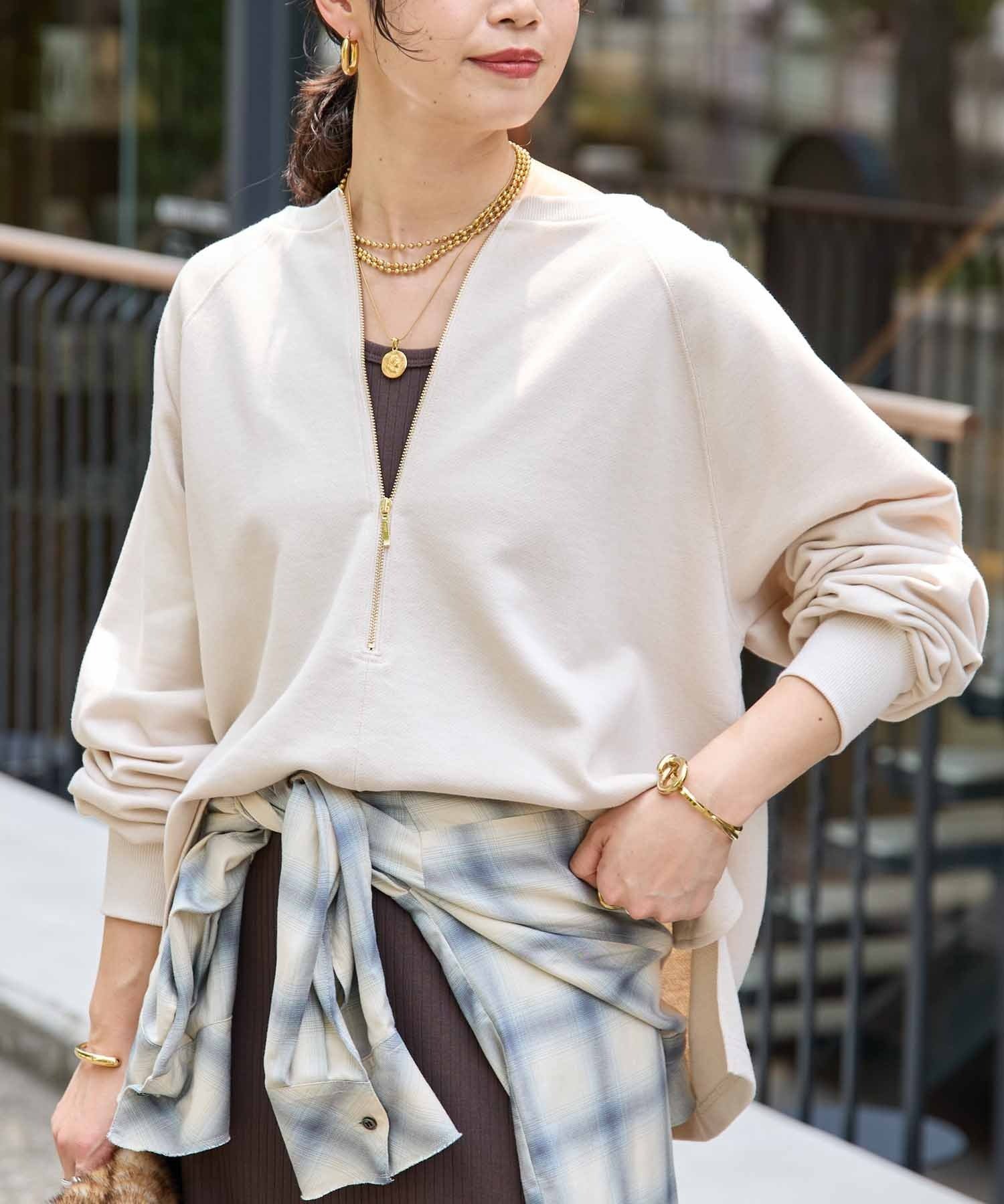 【リヴドロワ/RIVE DROITE】の【新色追加/抜け感◎】ハーフZIPスウェット インテリア・キッズ・メンズ・レディースファッション・服の通販 founy(ファニー) 　ファッション　Fashion　レディースファッション　Fashion for Women　トップス・カットソー　Cut & Sew Tops　レディースパーカー・カジュアルフーディー　Casual Hoodies & Sweatshirts　スウェット・クルーネックトップス　Sweatshirts & Crewnecks / Relaxed Fit Sweat Tops　ジップ　Zip, Zipper　スウェット / スエット　Sweatshirt, Sweatwear　ハーフ　Half, Half-Length　バランス　Balance, Style Balance　再入荷　Restock / Back in Stock　おすすめ　Recommended / Our Picks　ライトベージュ|ID: prp329100004790133 ipo3291000000034967778