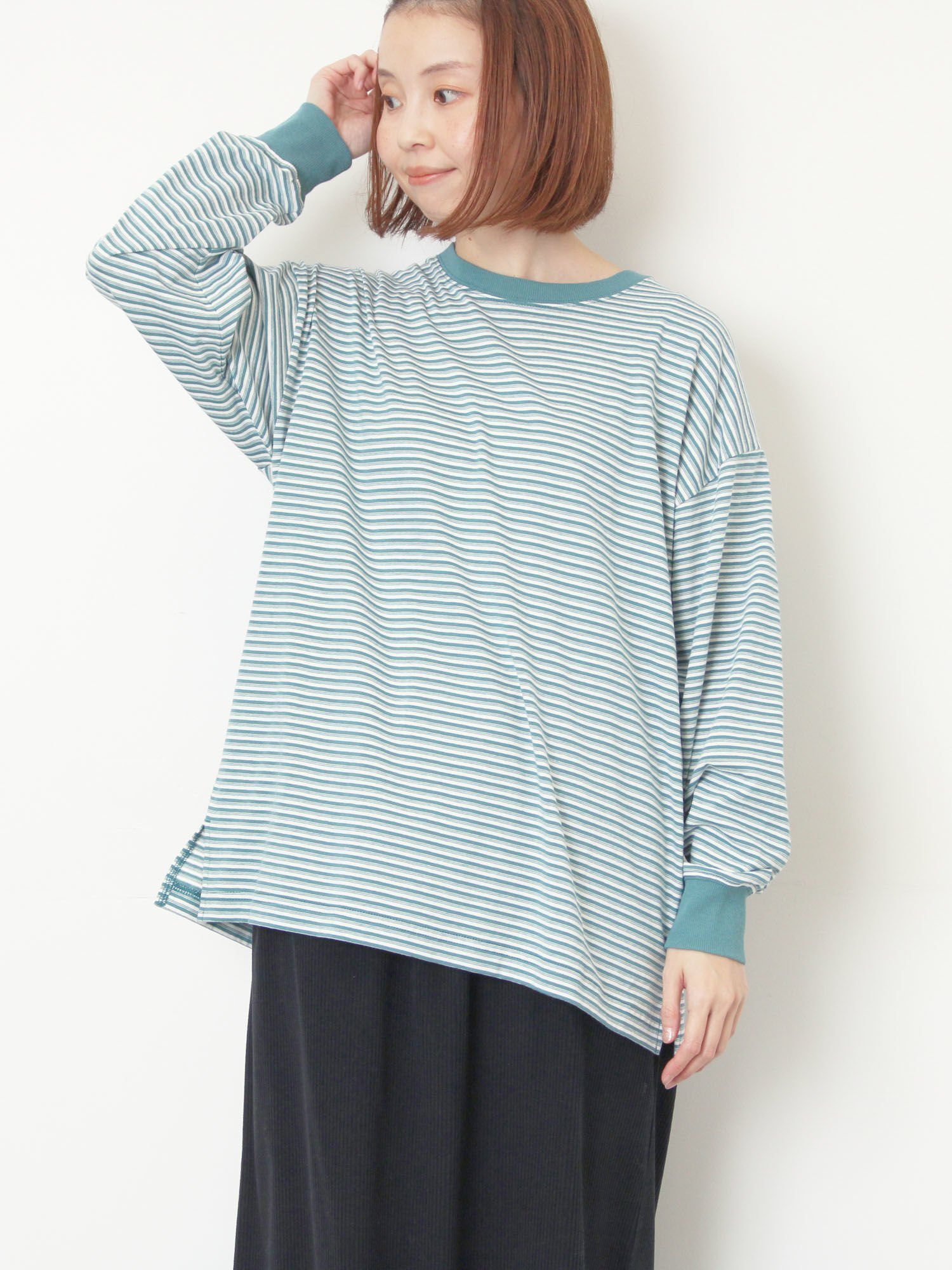 【サマンサモスモス/Samansa Mos2】の天竺ベーシックロンT インテリア・キッズ・メンズ・レディースファッション・服の通販 founy(ファニー) ファッション Fashion レディースファッション Fashion for Women トップス・カットソー Cut & Sew Tops ロングTシャツ・Tシャツ Longline T-Shirts & Tees インナー Innerwear シンプル Simple, Minimal ベーシック Basic, Essential ボトム Bottoms, Lower Wear グリーン|ID: prp329100004790138 ipo3291000000034760586