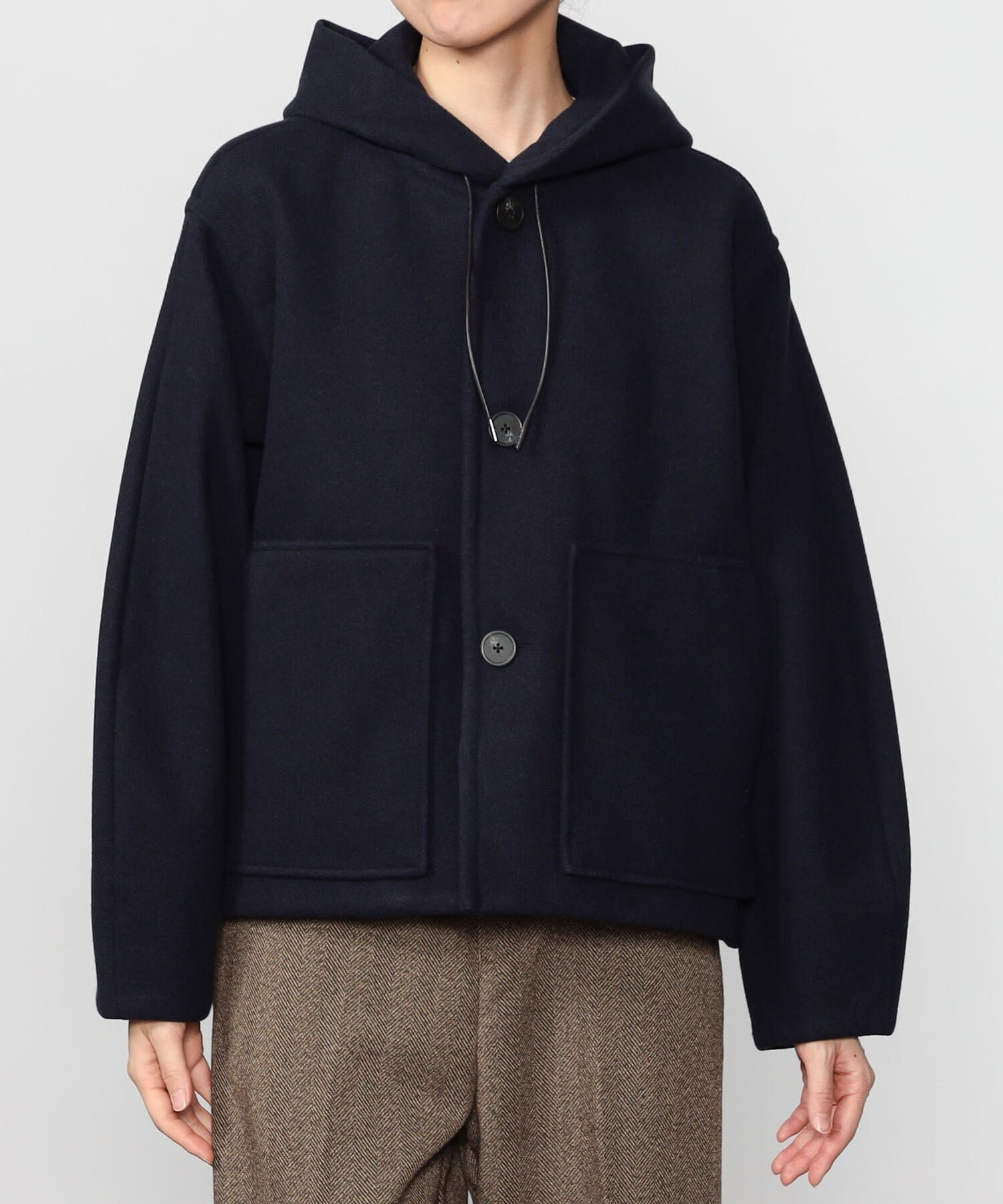 【ビショップ/Bshop】のブリティッシュツイード フードブルゾン WOMEN インテリア・キッズ・メンズ・レディースファッション・服の通販 founy(ファニー) 　ファッション　Fashion　レディースファッション　Fashion for Women　アウター　Coat / Outerwear Collection　ブルゾンジャケット・スポーティアウター　Blouson Jackets　ショルダー　Shoulder, Shoulder Strap　ジャケット　Jacket, Outerwear　スリーブ　Sleeve, Long Sleeve / Short Sleeve　ドロップ　Drop Shoulder, Dropped Style　フランス　France, French　フロント　Front, Front Design　ブルゾン　Blouson, Bomber Jacket　ボーダー　Border, Stripe　ポケット　Pocket, Pocket Detail　メルトン　Melton, Heavy Wool　DKNAVY|ID: prp329100004790139 ipo3291000000035097007