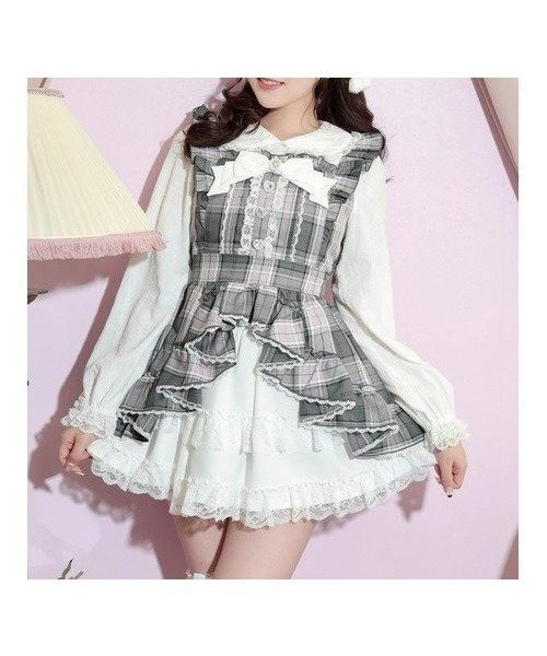 【ノエミ/NOEMIE】のプリンセスフレアドレッシーセットアップ インテリア・キッズ・メンズ・レディースファッション・服の通販 founy(ファニー) 　ファッション　Fashion　レディースファッション　Fashion for Women　セットアップ　Matching Sets　セットアップ　Set-Up, Coordinated Outfit　フリル　Frill, Ruffle　フレア　Flare, Flared　リボン　Ribbon, Bow　レース　Lace, Lace Fabric　グレー|ID: prp329100004790171 ipo3291000000035162970