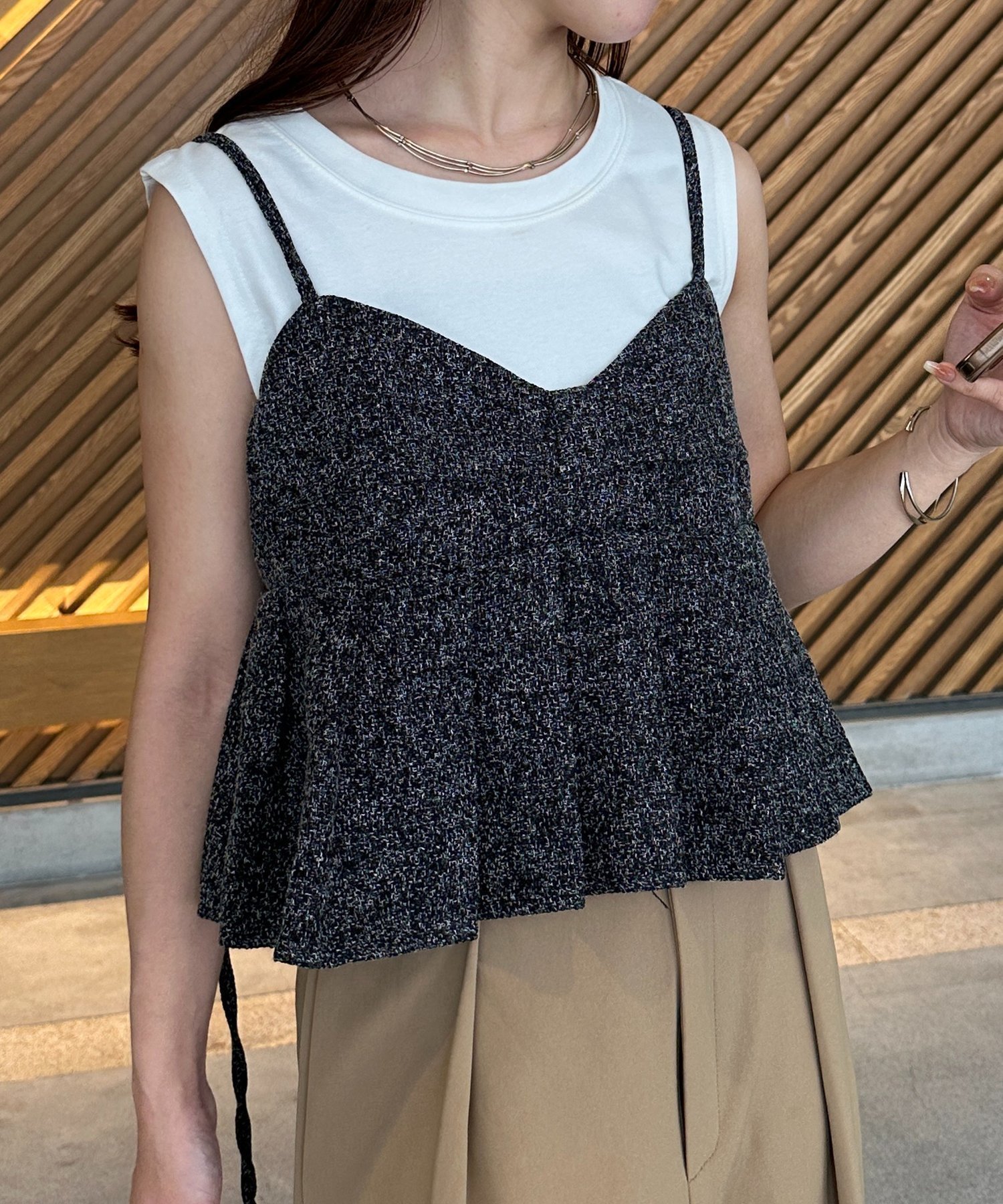 【ゼヴォン/Thevon】のツイードプリーツビスチェ インテリア・キッズ・メンズ・レディースファッション・服の通販 founy(ファニー) 　ファッション　Fashion　レディースファッション　Fashion for Women　トップス・カットソー　Cut & Sew Tops　ビスチェ　Bustiers & Corset Tops / Layered Bustier Style　カットソー　Cut and Sewn Top　シンプル　Simple, Minimal　ツイード　Twill, Twill Weave　トレンド　Trend, Trending Now　ビスチェ　Bustier, Corset Top　プリーツ　Pleats, Pleated　再入荷　Restock / Back in Stock　おすすめ　Recommended / Our Picks　エレガント 上品　Elegant　2025年　2025　2025-2026秋冬・A/W　Autumn/Winter 2025–26 AW25–26　ブラック|ID: prp329100004790182 ipo3291000000034760755