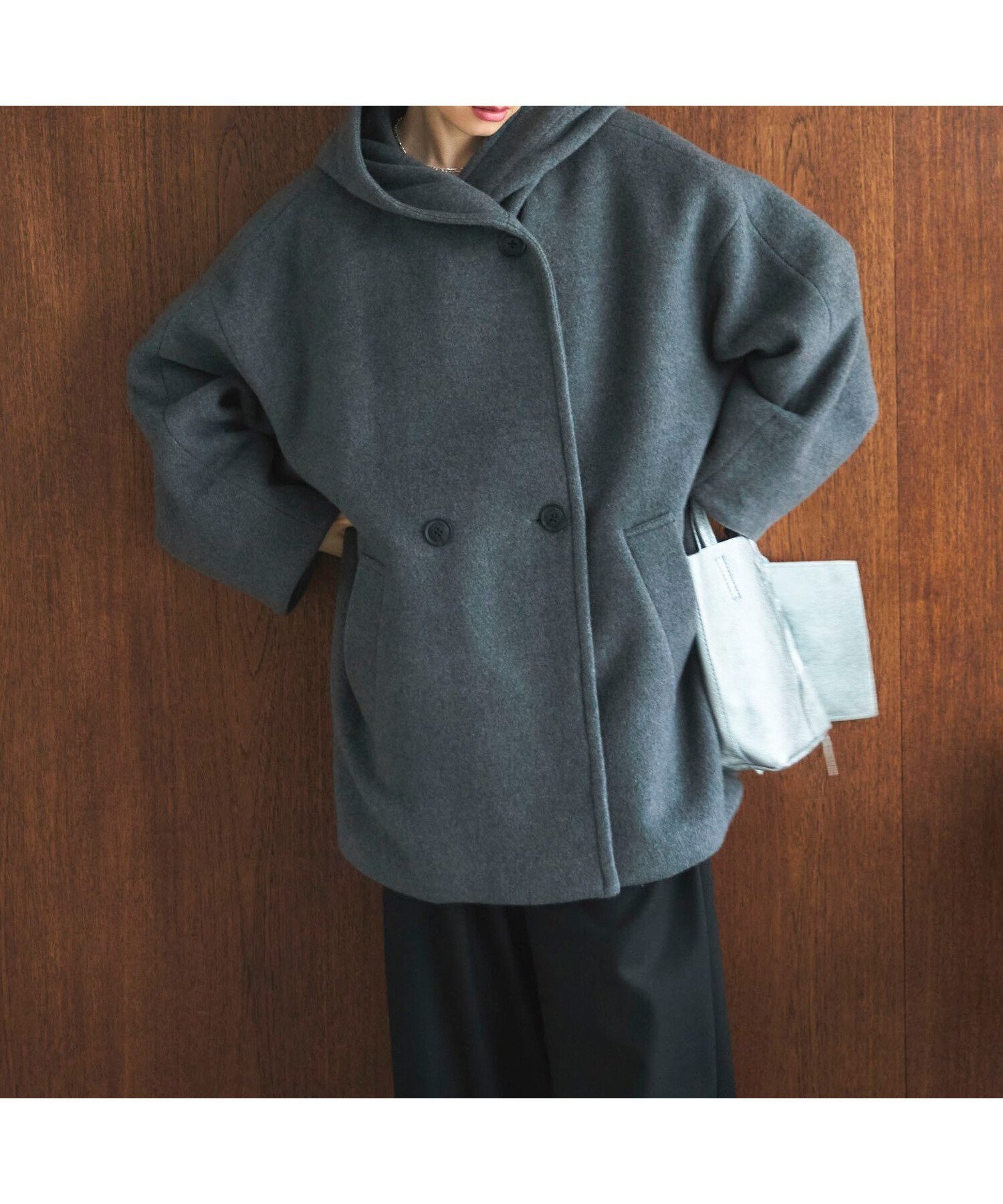 【ドゥ アルシーヴ/Doux archives】のフーディコート 人気、トレンドファッション・服の通販 founy(ファニー) 　ファッション　Fashion　レディースファッション　Fashion for Women　アウター　Coat / Outerwear Collection　コート・ロングコート・ピーコート　Long Coats, Peacoats & More　コクーン　Cocoon, Cocoon Silhouette　切替　Switching, Contrast Panel　ショルダー　Shoulder, Shoulder Strap　ダブル　Double, Double-Breasted　ドロップ　Drop Shoulder, Dropped Style　ミドル　Middle Length, Mid Height　リラックス　Relax, Relaxed Fit　 other-1|ID: prp329100004790185 ipo3291000000034760759