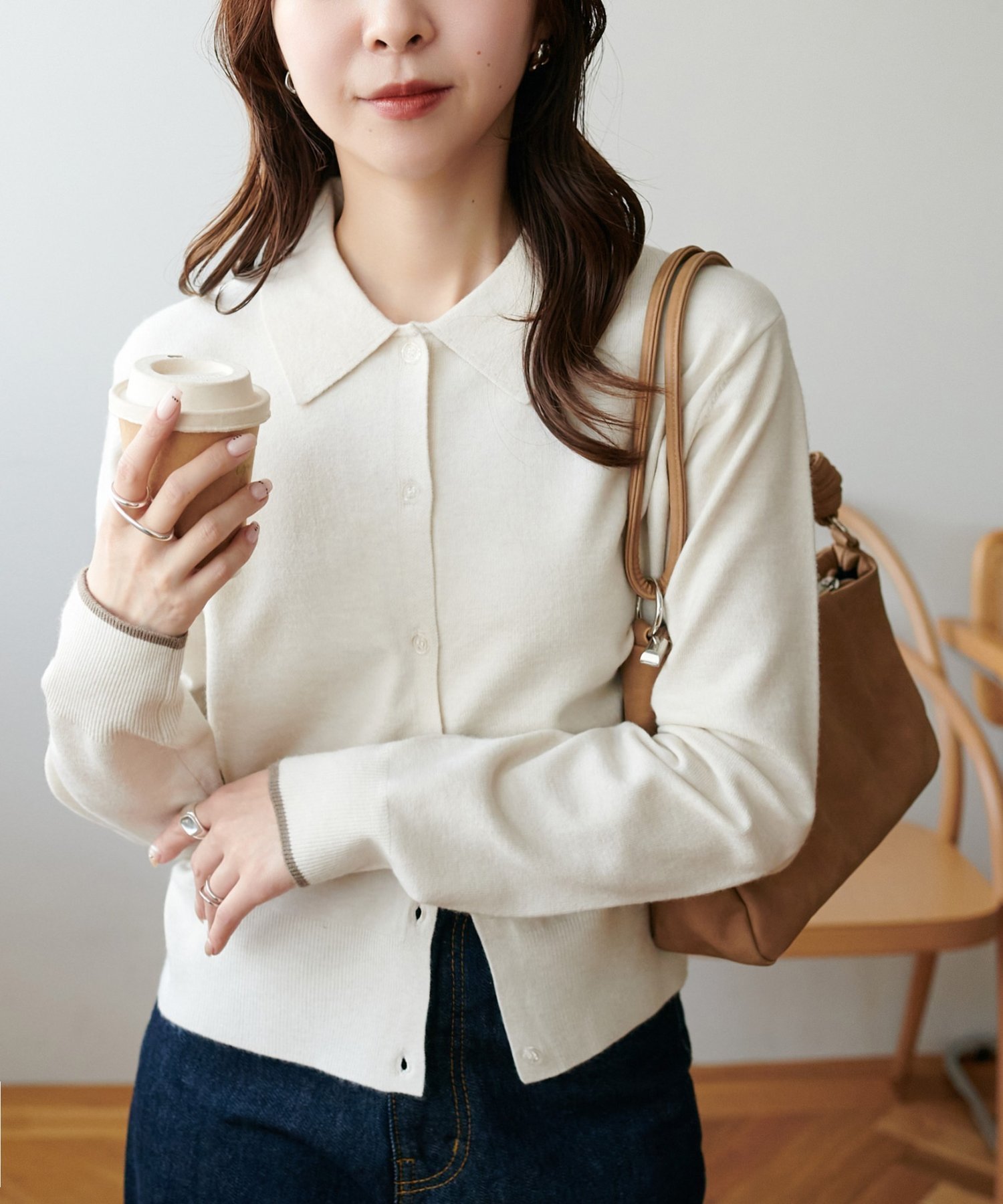 【ディスコート/Discoat】の【リバイバル】モチモチ衿付きカーディガン インテリア・キッズ・メンズ・レディースファッション・服の通販 founy(ファニー) 　ファッション　Fashion　レディースファッション　Fashion for Women　トップス・カットソー　Cut & Sew Tops　カーディガン・羽織り　Layered Style Cardigans　カーディガン　Cardigan, Knitwear　コンパクト　Compact, Small Size　バランス　Balance, Style Balance　羽織　Haori, Light Jacket　アイボリー|ID: prp329100004790201 ipo3291000000034760833