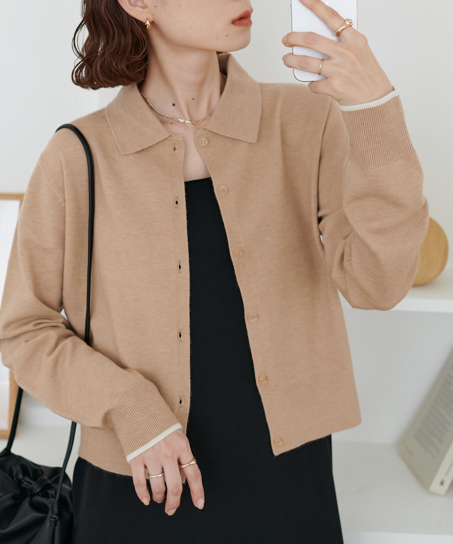 【ディスコート/Discoat】の【リバイバル】モチモチ衿付きカーディガン インテリア・キッズ・メンズ・レディースファッション・服の通販 founy(ファニー) 　ファッション　Fashion　レディースファッション　Fashion for Women　トップス・カットソー　Cut & Sew Tops　カーディガン・羽織り　Layered Style Cardigans　カーディガン　Cardigan, Knitwear　コンパクト　Compact, Small Size　バランス　Balance, Style Balance　羽織　Haori, Light Jacket　ベージュ|ID: prp329100004790201 ipo3291000000034760835