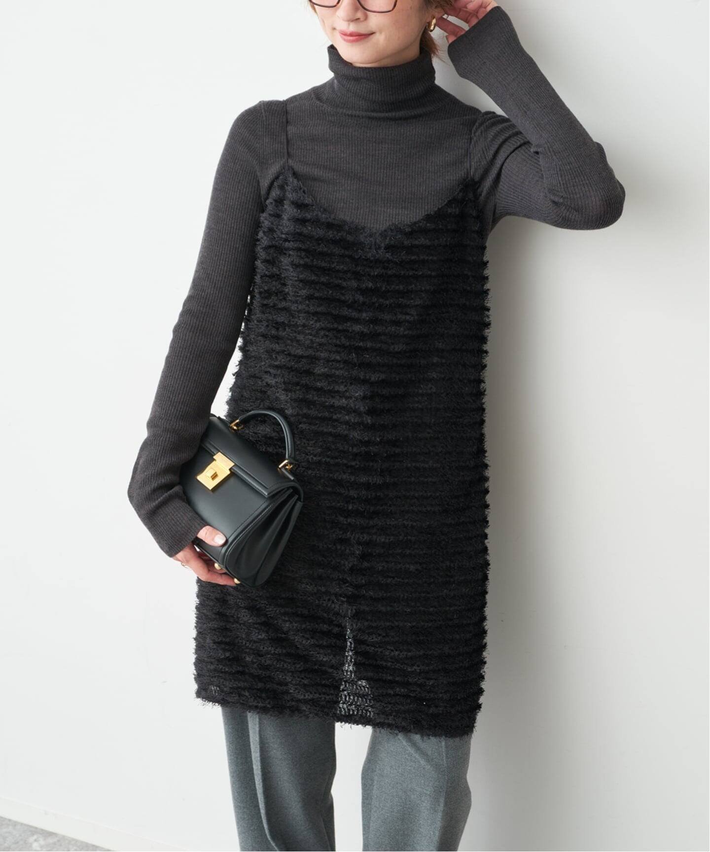 【スピック&スパン/Spick & Span】のフリンジジャガードキャミワンピース インテリア・キッズ・メンズ・レディースファッション・服の通販 founy(ファニー) ファッション Fashion レディースファッション Fashion for Women ワンピース Dresses キャミソールワンピース Camisole Dresses インナー Innerwear カットソー Cut and Sewn Top キャミ Camisole, Cami Top スマート Smart, Elegant フリンジ Fringe, Tassel リラックス Relax, Relaxed Fit エレガント 上品 Elegant ブラック|ID: prp329100004790223 ipo3291000000034760932