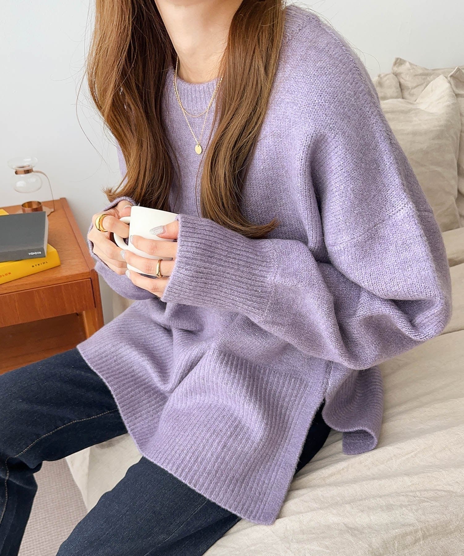 【アンドミー/andme】の天竺編み ボックスシルエット 長袖 ニットトップス インテリア・キッズ・メンズ・レディースファッション・服の通販 founy(ファニー) ファッション Fashion レディースファッション Fashion for Women トップス・カットソー Cut & Sew Tops ニット Knit Tops & Sweaters アクリル Acrylic Material シンプル Simple, Minimal スリット Slit, Slit Detail トレンド Trend, Trending Now 長袖 Long Sleeve, Full Sleeve ボックス Boxy, Box Shape おすすめ Recommended / Our Picks ラベンダー|ID: prp329100004790301 ipo3291000000034761252