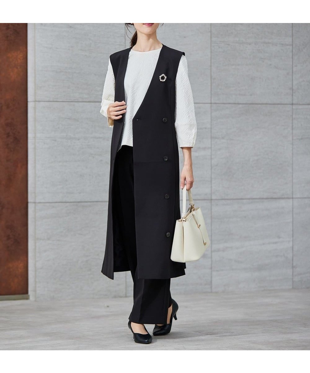 【アー ヴェー ヴェー/a.v.v】の【洗える/ストレッチ/セットアップ対応】ダブルクロスロングジレワンピース インテリア・キッズ・メンズ・レディースファッション・服の通販 founy(ファニー) 　ファッション　Fashion　レディースファッション　Fashion for Women　アウター　Coat / Outerwear Collection　インナー　Innerwear　春　Spring　洗える　Machine Washable　秋　Autumn　ストレッチ　Stretch, Stretchy Fabric　セットアップ　Set-Up, Coordinated Outfit　ダブル　Double, Double-Breasted　人気　Popular, Best Seller　パターン　Pattern, Design Print　フォーマル　Formal, Dressy　ベーシック　Basic, Essential　ボトム　Bottoms, Lower Wear　冬　Winter / This Winter　再入荷　Restock / Back in Stock　夏　Summer　エレガント 上品　Elegant　セレモニー　Ceremony　入学式　Entrance Ceremony　卒業式　Graduation Ceremony　ビジネス 仕事 通勤　Business / Work / Commuting　ブラック|ID: prp329100004790322 ipo3291000000035168544