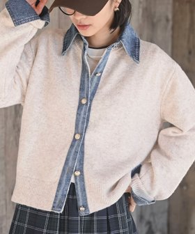 【アールピーエス/rps】のデニム切替レイヤード風ニットカーディガン 人気、トレンドファッション・服の通販 founy(ファニー) ファッション Fashion レディースファッション Fashion for Women トップス・カットソー Cut & Sew Tops ニット Knit Tops & Sweaters カーディガン・羽織り Layered Style Cardigans カーディガン Cardigan, Knitwear デニム Denim, Jeans Material ポケット Pocket, Pocket Detail 再入荷 Restock / Back in Stock 切替 Switching, Contrast Panel |ID:prp329100004790423