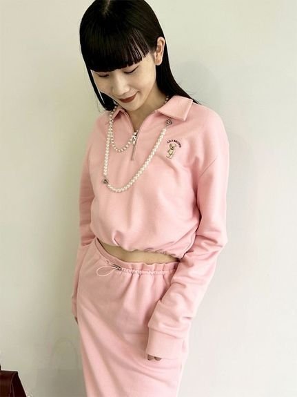 【リリーブラウン/Lily Brown】の【WEB限定カラー】Lily Bearハーフジップクロップドスウェット インテリア・キッズ・メンズ・レディースファッション・服の通販 founy(ファニー) 　ファッション　Fashion　レディースファッション　Fashion for Women　トップス・カットソー　Cut & Sew Tops　レディースパーカー・カジュアルフーディー　Casual Hoodies & Sweatshirts　スウェット・クルーネックトップス　Sweatshirts & Crewnecks / Relaxed Fit Sweat Tops　キャラクター　Character, Licensed Characters　コンパクト　Compact, Small Size　スマート　Smart, Elegant　バランス　Balance, Style Balance　ポロシャツ　Polo Shirt, Collared Tee　PNK[066]|ID: prp329100004790453 ipo3291000000034761941