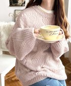 【モーメントプラス/moment+ / MEN】のモヘア混ハート柄透かし編みニットプルオーバー ピンク|ID: prp329100004790568 ipo3291000000034762391