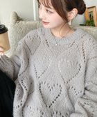 【モーメントプラス/moment+ / MEN】のモヘア混ハート柄透かし編みニットプルオーバー グレー|ID: prp329100004790568 ipo3291000000034762396