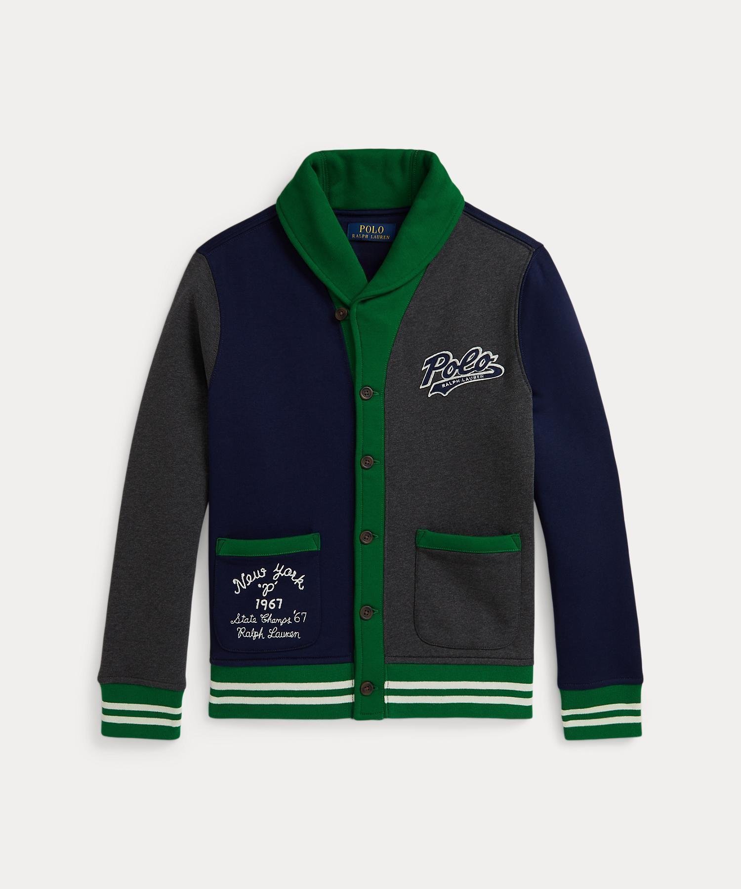 【ラルフローレン/RALPH LAUREN / KIDS】の(ボーイズ 8才~20才)ロゴ カラーブロック フリース カーディガン インテリア・キッズ・メンズ・レディースファッション・服の通販 founy(ファニー) 　ファッション　Fashion　キッズファッション　Fashion for Kids　インド　Indian Textile　カーディガン　Cardigan, Knitwear　ショール　Shawl, Wrap　ストライプ　Stripe, Striped Pattern　スポーティ　Sporty, Casual Athletic　チェーン　Chain, Chain Strap　パッチ　Patch, Appliqué　フェルト　Felt, Felt Fabric　フロント　Front, Front Design　ブロック　Block, Solid Block Pattern　ボーイズ　Boyish, Boy Style　ポケット　Pocket, Pocket Detail　長袖　Long Sleeve, Full Sleeve　020グレー|ID: prp329100004790632 ipo3291000000034837211