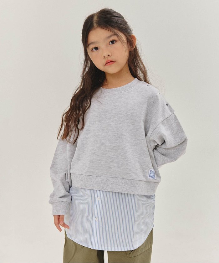 【エフオー オンラインストア/F.O.Online Store / KIDS】の【WEB限定】 シャツレイヤード風トレーナー インテリア・キッズ・メンズ・レディースファッション・服の通販 founy(ファニー) https://founy.com/ ファッション Fashion キッズファッション Fashion for Kids シンプル Simple, Minimal トレーナー Sweatshirt, Trainer |ID: prp329100004790696 ipo3291000000034763012
