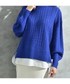 【インタープラネット/INTERPLANET】のケーブル柄裾異素材ドッキングクルーネックプルオーバー ブルー|ID: prp329100004790753 ipo3291000000034763253