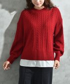 【インタープラネット/INTERPLANET】のケーブル柄裾異素材ドッキングクルーネックプルオーバー レッド|ID: prp329100004790753 ipo3291000000034763254