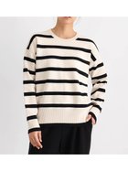 【ラシュッド/LASUD】のクルーネックボーダーニット オフホワイト|ID: prp329100004790785 ipo3291000000034763383