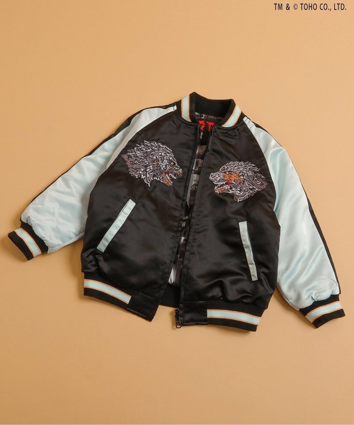 【エフオー オンラインストア/F.O.Online Store / KIDS】の【ゴジラ】 蓄光刺繍リバーシブルスカジャン インテリア・キッズ・メンズ・レディースファッション・服の通販 founy(ファニー) https://founy.com/ ファッション Fashion キッズファッション Fashion for Kids |ID: prp329100004790809 ipo3291000000034763484