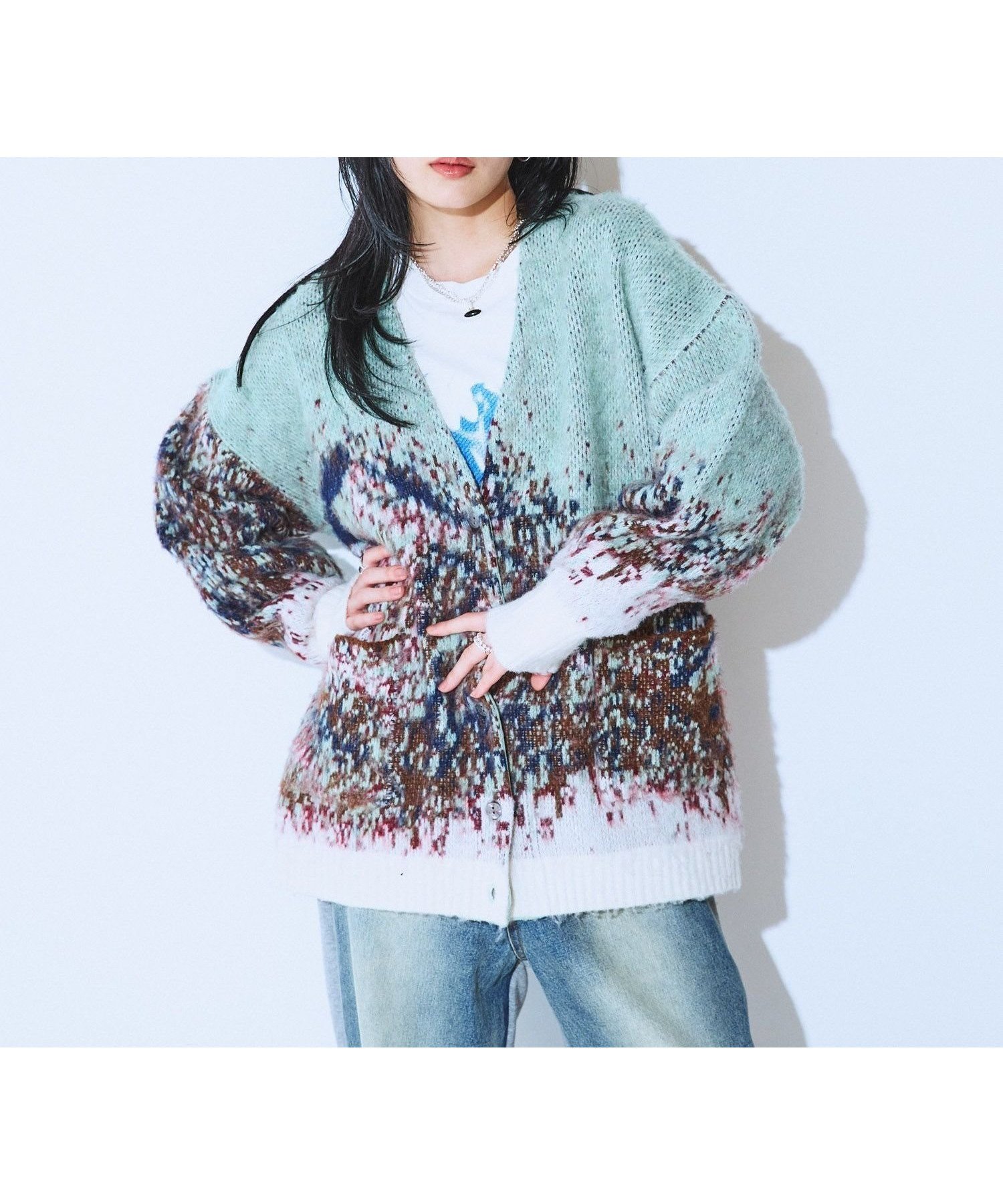 【ジーナシス/JEANASiS】のlandscape ブラッシュVカーディガン インテリア・キッズ・メンズ・レディースファッション・服の通販 founy(ファニー) 　ファッション　Fashion　レディースファッション　Fashion for Women　トップス・カットソー　Cut & Sew Tops　カーディガン・羽織り　Layered Style Cardigans　インナー　Innerwear　カーディガン　Cardigan, Knitwear　今季　This Season, Current Season　シンプル　Simple, Minimal　デニム　Denim, Jeans Material　ボトム　Bottoms, Lower Wear　羽織　Haori, Light Jacket　冬　Winter / This Winter　おすすめ　Recommended / Our Picks　グリーン系その他|ID: prp329100004790858 ipo3291000000034763711