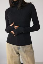 【アズール バイ マウジー/AZUL by moussy】のサムホールリブニットトップス 人気、トレンドファッション・服の通販 founy(ファニー) ファッション Fashion レディースファッション Fashion for Women トップス・カットソー Cut & Sew Tops ニット Knit Tops & Sweaters インナー Innerwear シンプル Simple, Minimal ボトム Bottoms, Lower Wear リブニット Rib Knit, Ribbed Knit thumbnail BLK|ID: prp329100004790869 ipo3291000000034763754