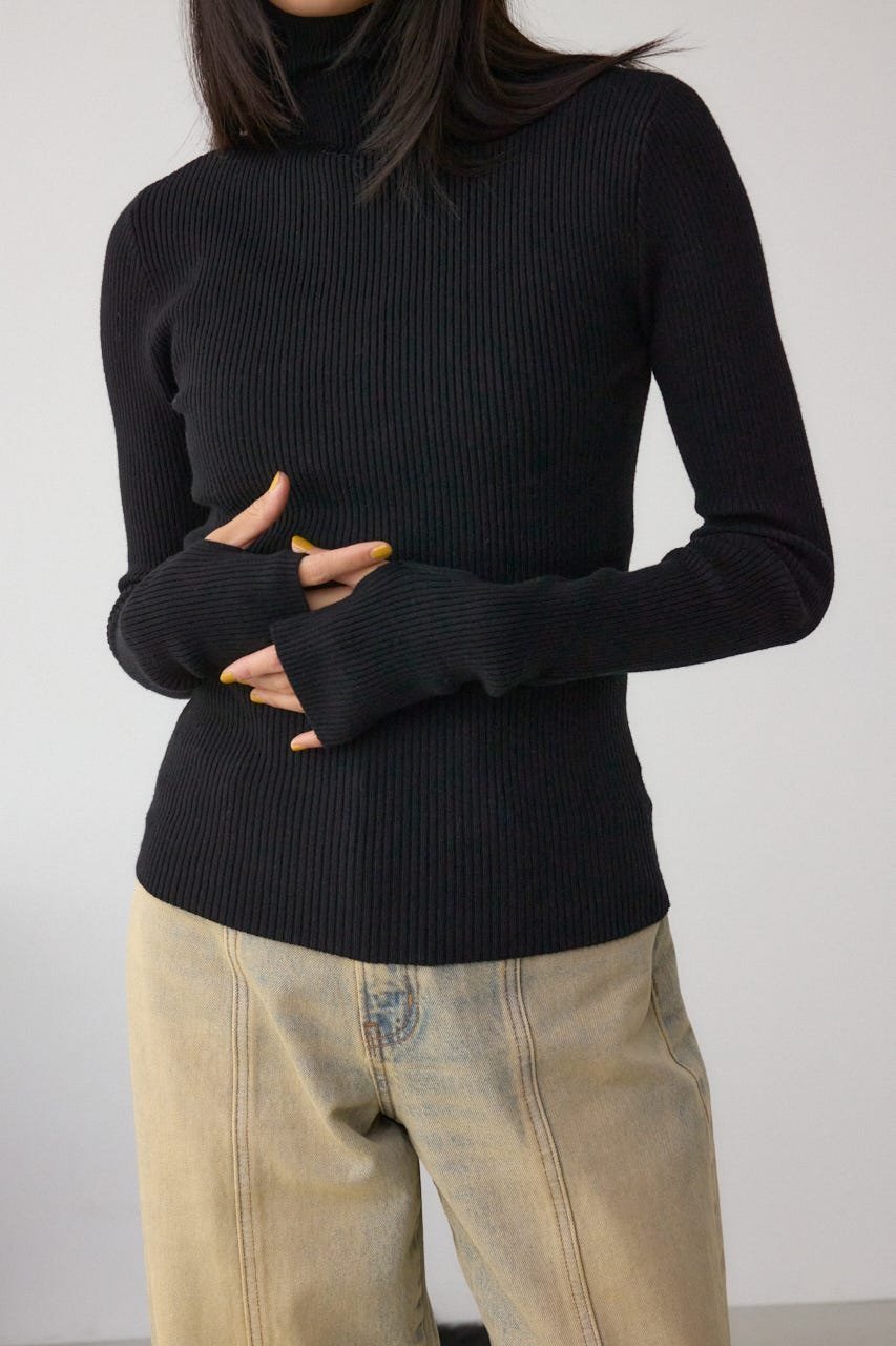 【アズール バイ マウジー/AZUL by moussy】のサムホールリブニットトップス インテリア・キッズ・メンズ・レディースファッション・服の通販 founy(ファニー) ファッション Fashion レディースファッション Fashion for Women トップス・カットソー Cut & Sew Tops ニット Knit Tops & Sweaters インナー Innerwear シンプル Simple, Minimal ボトム Bottoms, Lower Wear リブニット Rib Knit, Ribbed Knit BLK|ID: prp329100004790869 ipo3291000000034763754