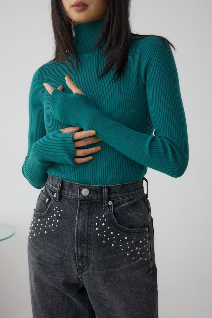 【アズール バイ マウジー/AZUL by moussy】のサムホールリブニットトップス インテリア・キッズ・メンズ・レディースファッション・服の通販 founy(ファニー) ファッション Fashion レディースファッション Fashion for Women トップス・カットソー Cut & Sew Tops ニット Knit Tops & Sweaters インナー Innerwear シンプル Simple, Minimal ボトム Bottoms, Lower Wear リブニット Rib Knit, Ribbed Knit GRN|ID: prp329100004790869 ipo3291000000034763755