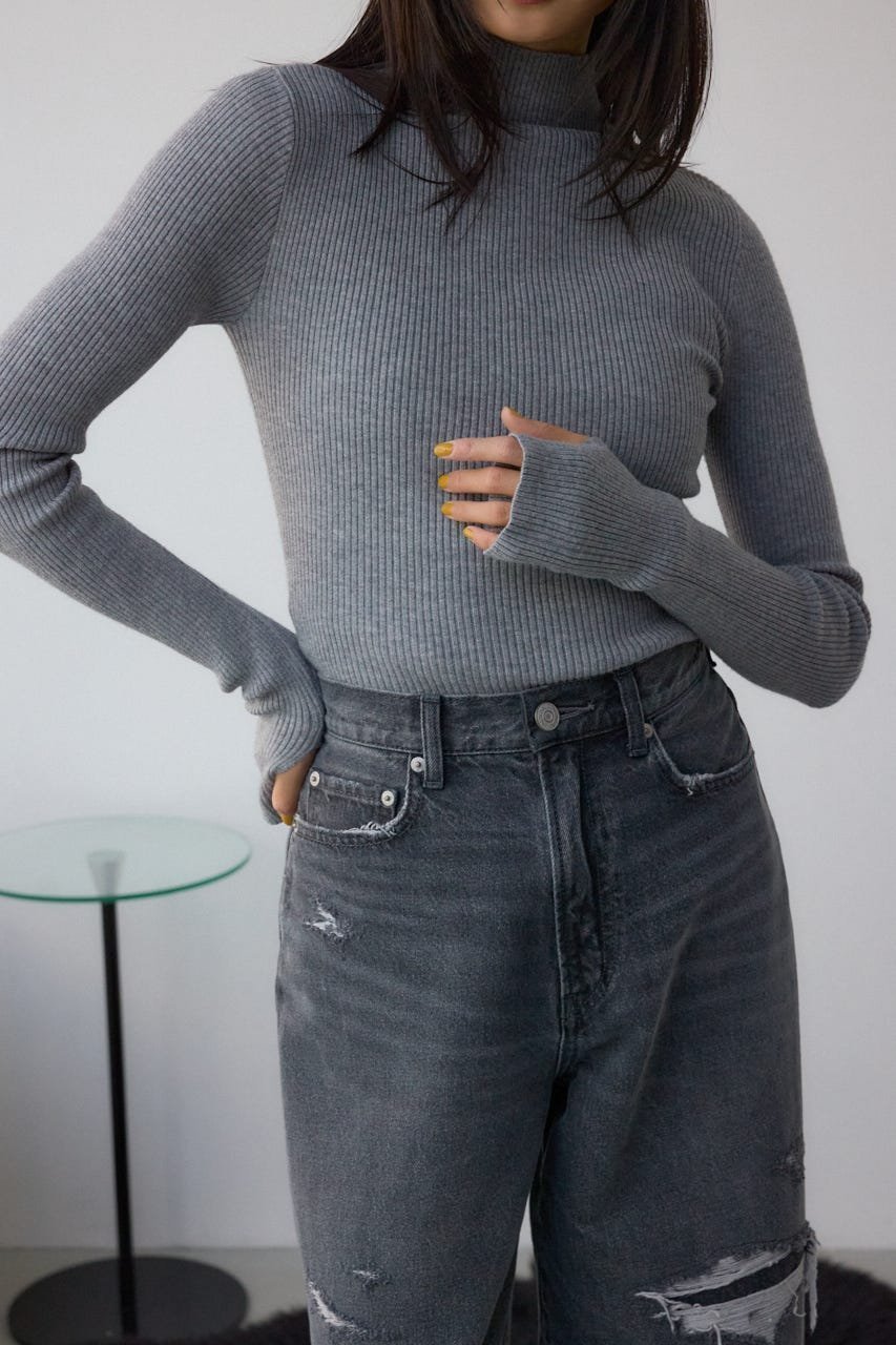 【アズール バイ マウジー/AZUL by moussy】のサムホールリブニットトップス インテリア・キッズ・メンズ・レディースファッション・服の通販 founy(ファニー) ファッション Fashion レディースファッション Fashion for Women トップス・カットソー Cut & Sew Tops ニット Knit Tops & Sweaters インナー Innerwear シンプル Simple, Minimal ボトム Bottoms, Lower Wear リブニット Rib Knit, Ribbed Knit T.GRY|ID: prp329100004790869 ipo3291000000034763757