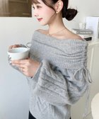 【モーメントプラス/moment+ / MEN】のハートケーブルドロストリボンオフショルニット長袖プルオーバー グレー|ID: prp329100004790898 ipo3291000000034763871