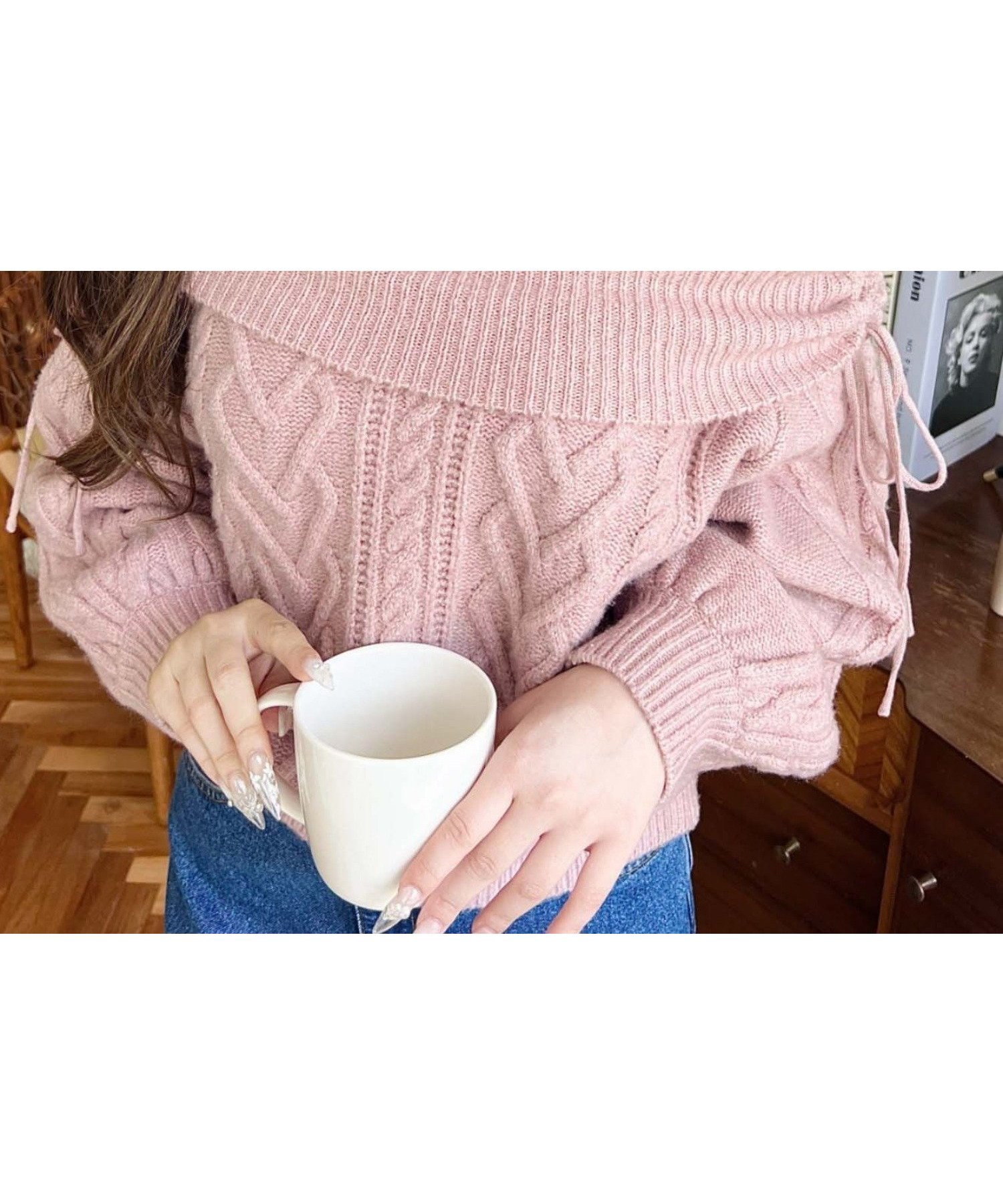 【モーメントプラス/moment+ / MEN】のハートケーブルドロストリボンオフショルニット長袖プルオーバー インテリア・キッズ・メンズ・レディースファッション・服の通販 founy(ファニー) ファッション Fashion メンズファッション Fashion for Men トップス・カットソー Cut & Sew Tops ニット・セーター / 定番トップス Knit Tops & Sweaters ガーリー Girly, Feminine Style デコルテ Décolleté, Neckline デニム Denim, Jeans Material トレンド Trend, Trending Now 長袖 Long Sleeve, Full Sleeve フィット Fit, Slim Fit フェミニン Feminine, Girly フレア Flare, Flared ベーシック Basic, Essential ボトム Bottoms, Lower Wear ミニスカート Mini Skirt, Short Skirt ロング Long, Long-Length 冬 Winter / This Winter 再入荷 Restock / Back in Stock プチプライス・低価格 Affordable / Budget Price おすすめ Recommended / Our Picks ピンク|ID: prp329100004790898 ipo3291000000034763874