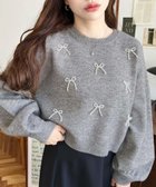 【モーメントプラス/moment+ / MEN】のパールリボンパーツ付きショート丈もちもちニットプルオーバー 杢グレー|ID: prp329100004790904 ipo3291000000034763913