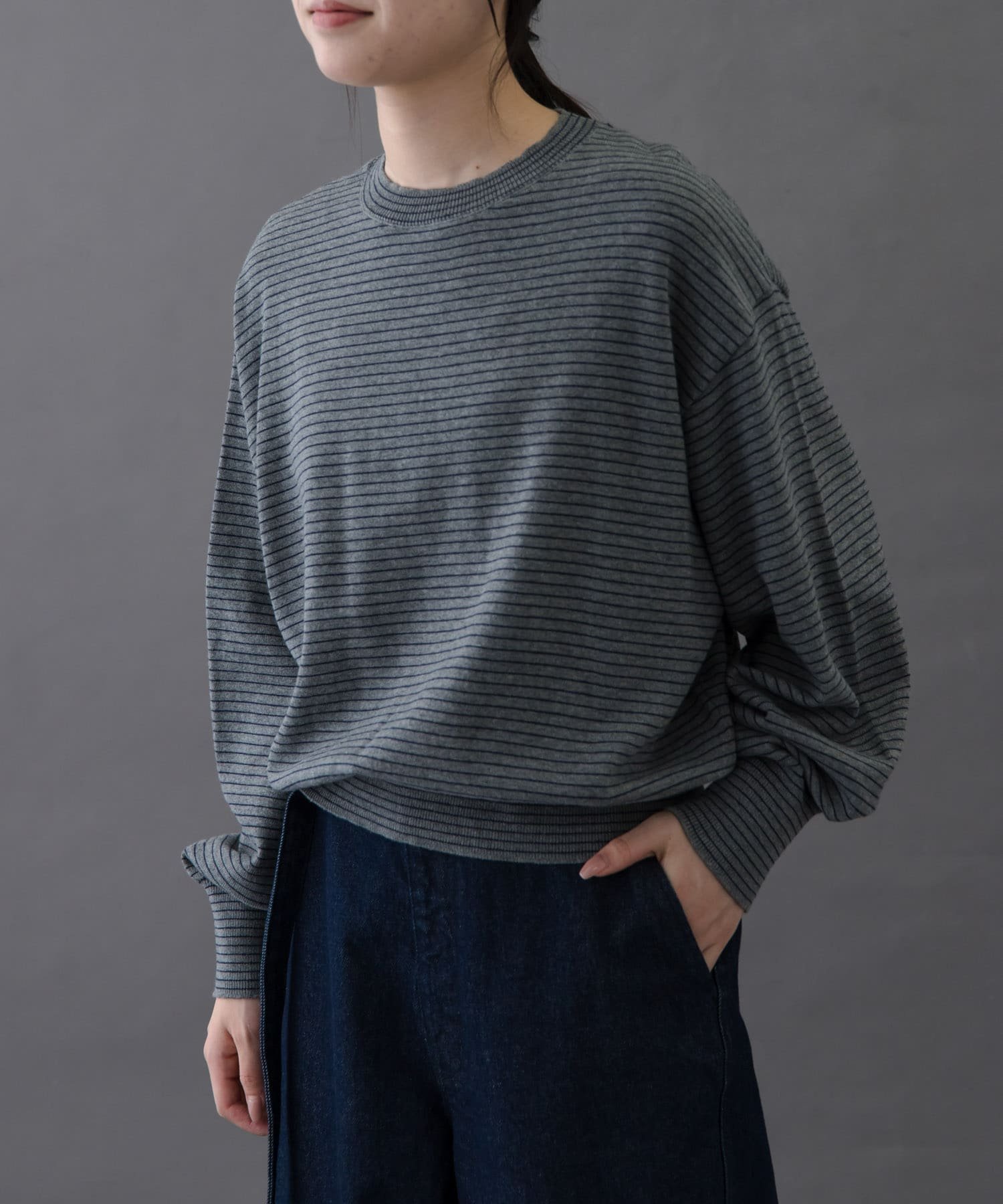 【アーバンリサーチ ドアーズ/URBAN RESEARCH DOORS】のFORK SPOON ボーダークルーネックニット インテリア・キッズ・メンズ・レディースファッション・服の通販 founy(ファニー) ファッション Fashion レディースファッション Fashion for Women トップス・カットソー Cut & Sew Tops ニット Knit Tops & Sweaters 2025年 2025 2025-2026秋冬・A/W Autumn/Winter 2025–26 AW25–26 冬 Winter / This Winter スウェット / スエット Sweatshirt, Sweatwear ベーシック Basic, Essential ボーダー Border, Stripe ワイド Wide, Wide Fit 定番 Standard, Basic Item A/W・秋冬 Autumn/Winter GRYxNVY|ID: prp329100004790931 ipo3291000000034764017