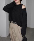 【アンドミー/andme】の肩スリット レイヤード風 ニット トップス ブラック|ID: prp329100004790939 ipo3291000000034764045