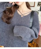 【モーメントプラス/moment+ / MEN】のクロスネックシャギーニットプルオーバー チャコールグレー|ID: prp329100004790951 ipo3291000000034764095