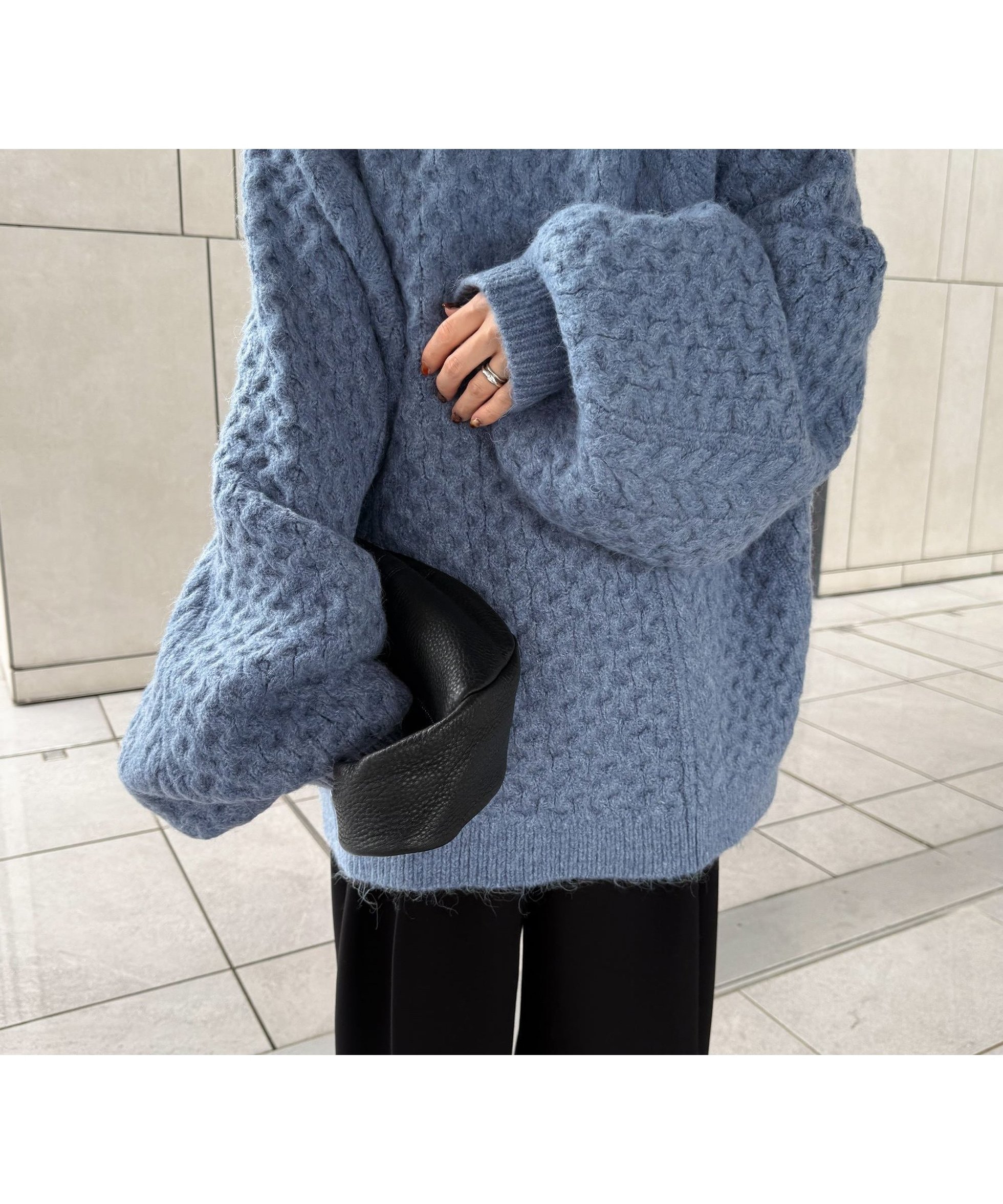 【セレクトモカ/SELECT MOCA】の【人気インフルエンサーコラボbySON】オーバーサイズハニカムニット インテリア・キッズ・メンズ・レディースファッション・服の通販 founy(ファニー) 　ファッション　Fashion　レディースファッション　Fashion for Women　トップス・カットソー　Cut & Sew Tops　ニット　Knit Tops & Sweaters　シンプル　Simple, Minimal　ストレート　Straight, Straight Cut　スリーブ　Sleeve, Long Sleeve / Short Sleeve　人気　Popular, Best Seller　ミックス　Mix, Mixed Style　ラウンド　Round, Round Neck　おすすめ　Recommended / Our Picks　ブルー-05|ID: prp329100004790977 ipo3291000000035144033