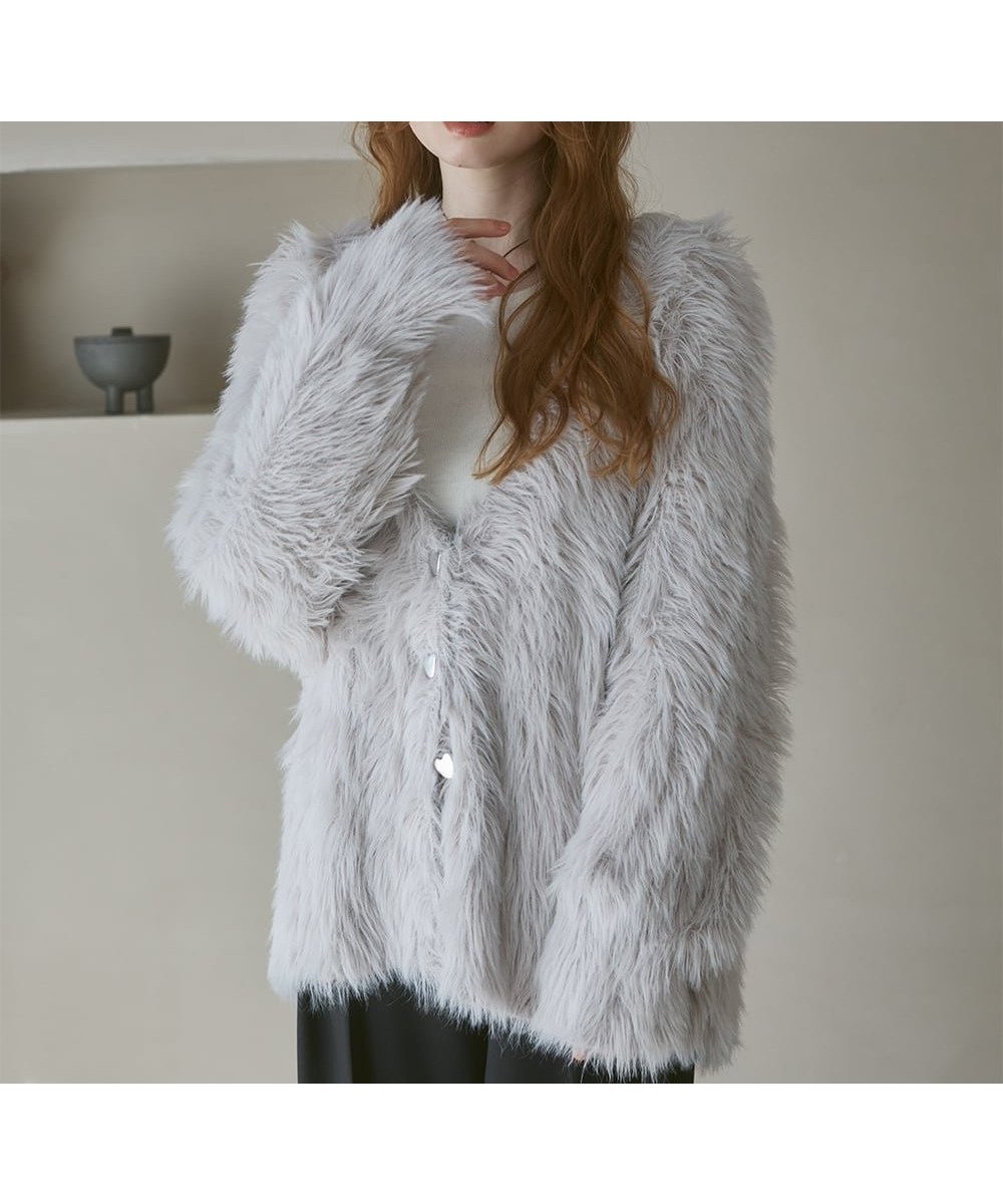 【バブ ブージュルード/Bab Bou Jeloud】の【選べる着丈】前後2WAYハートボタンシャギーニットカーディガン インテリア・キッズ・メンズ・レディースファッション・服の通販 founy(ファニー) 　ファッション　Fashion　レディースファッション　Fashion for Women　トップス・カットソー　Cut & Sew Tops　ニット　Knit Tops & Sweaters　カーディガン・羽織り　Layered Style Cardigans　カーディガン　Cardigan, Knitwear　ガーリー　Girly, Feminine Style　キャミワンピース　Cami Dress, Slip Dress　サテン　Satin, Glossy Fabric　ショート　Short, Short Length　シルバー　Silver, Metallic Silver　スマート　Smart, Elegant　チェック　Check, Plaid, Tartan　デニム　Denim, Jeans Material　フェミニン　Feminine, Girly　ベロア　Velour, Soft Velvet　ミドル　Middle Length, Mid Height　A/W・秋冬　Autumn/Winter　再入荷　Restock / Back in Stock　おすすめ　Recommended / Our Picks　C|ID: prp329100004790979 ipo3291000000035210375