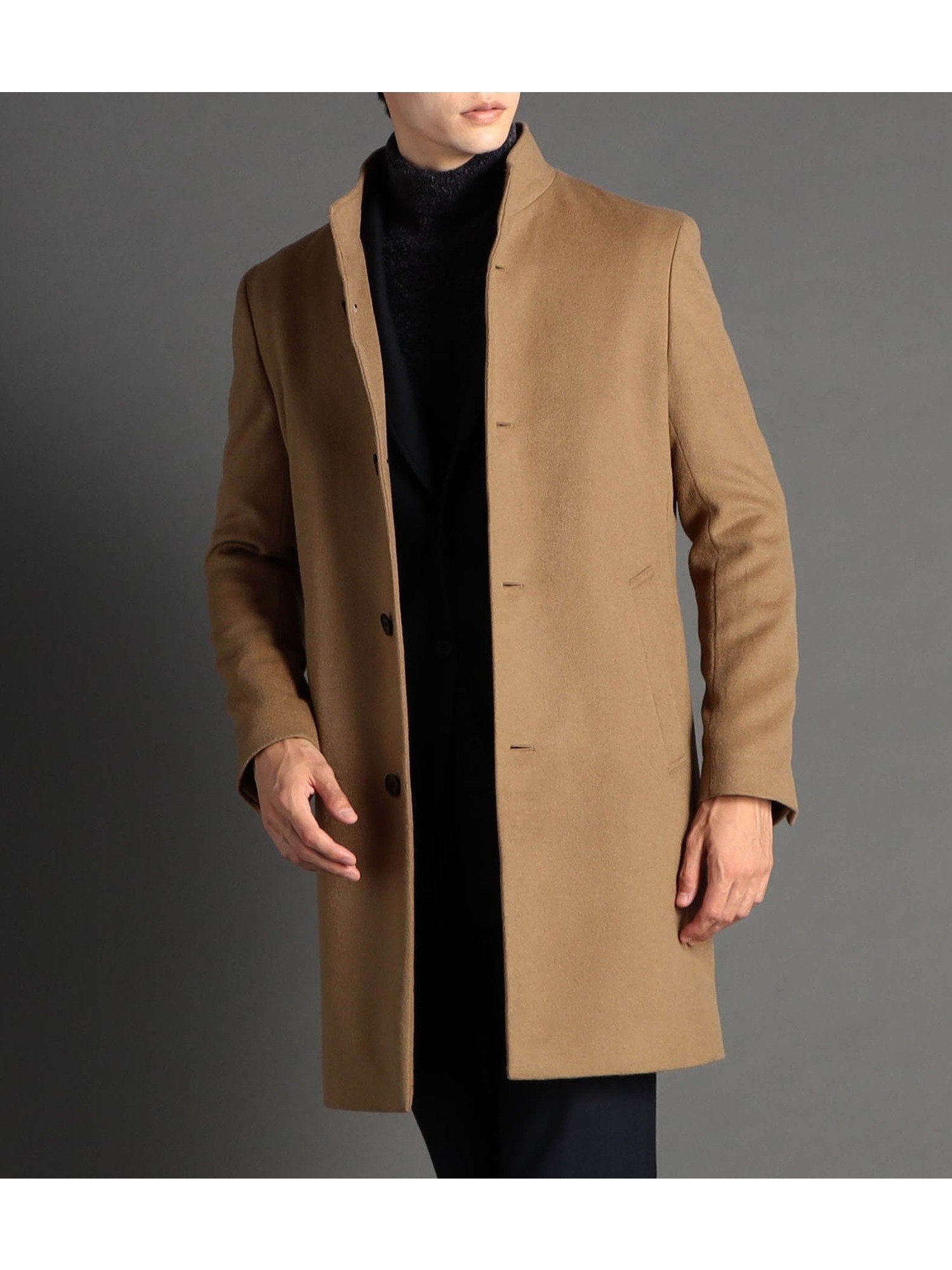 【ニコル/NICOLE / MEN】のウールビーバー スタンドカラーコート インテリア・キッズ・メンズ・レディースファッション・服の通販 founy(ファニー) 　ファッション　Fashion　メンズファッション　Fashion for Men　スタイリッシュ　Stylish, Fashionable　スタンド　Stand Collar, Upright Stand　スマート　Smart, Elegant　ポケット　Pocket, Pocket Detail　モダン　Modern, Contemporary　ロング　Long, Long-Length　エレガント 上品　Elegant　15キャメル|ID: prp329100004790997 ipo3291000000035129198